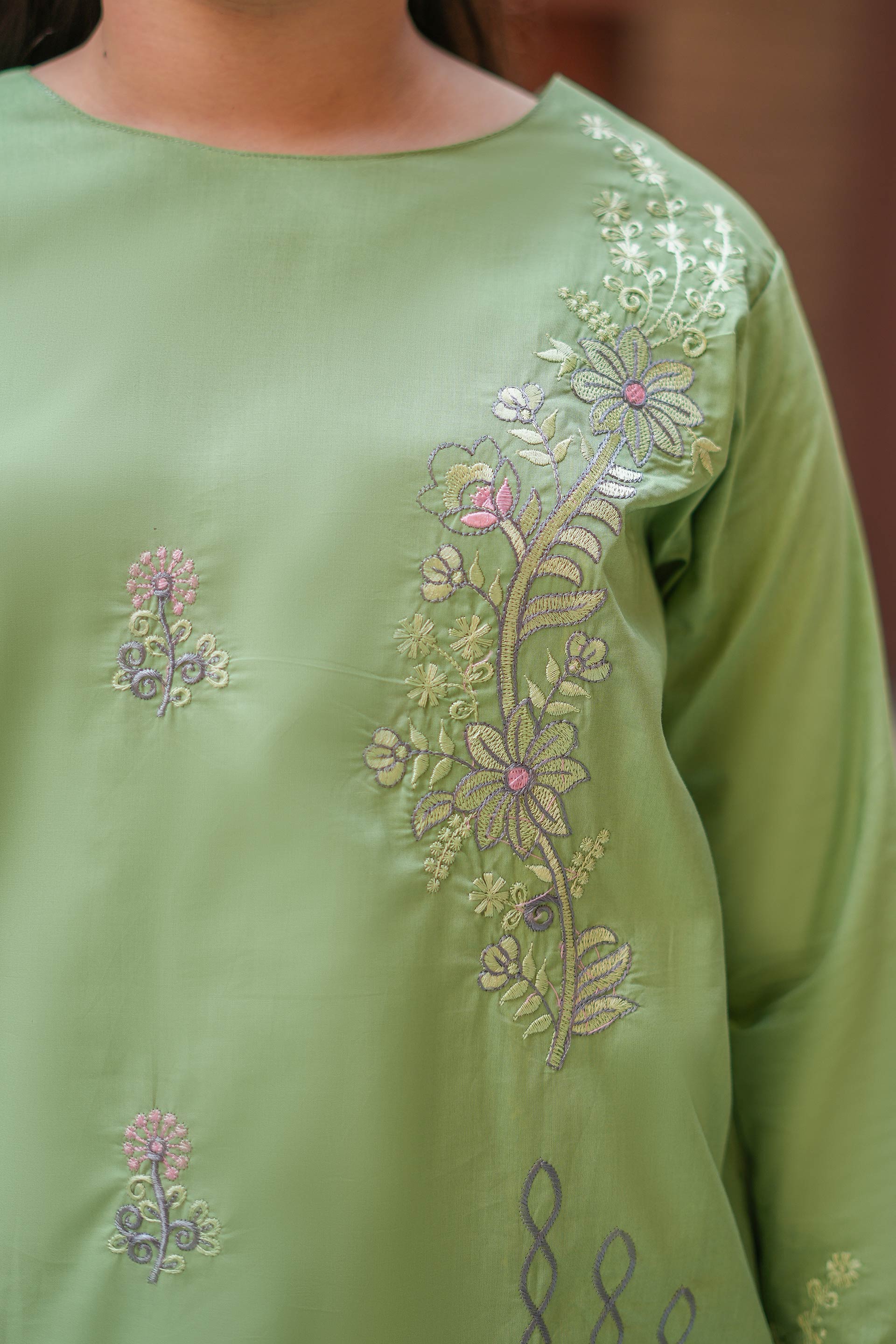 Sage Fleur Premium Cotton Embroidered 2Pc – Sage (RTW)
