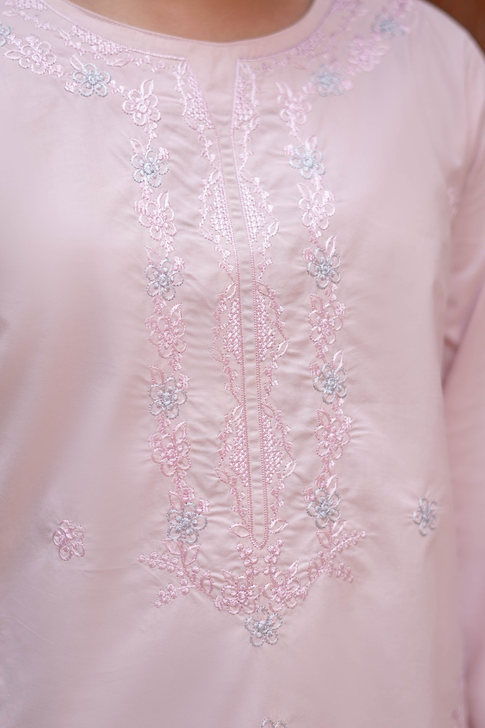Blush Pearl Premium Cotton Embroidered 2Pc – Pink (RTW)