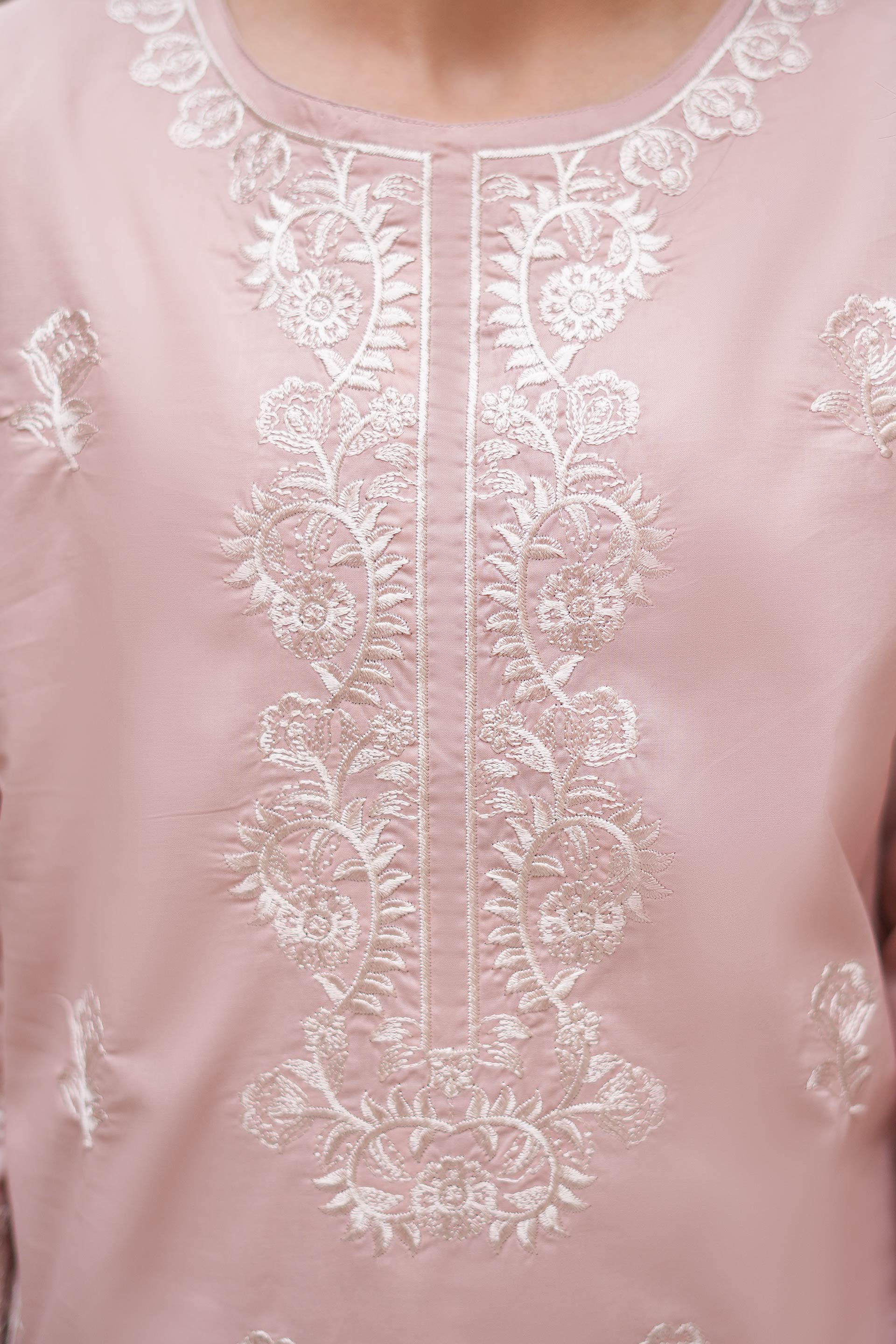 Rose Veil Premium Cotton Embroidered 2Pc – Blush (RTW)