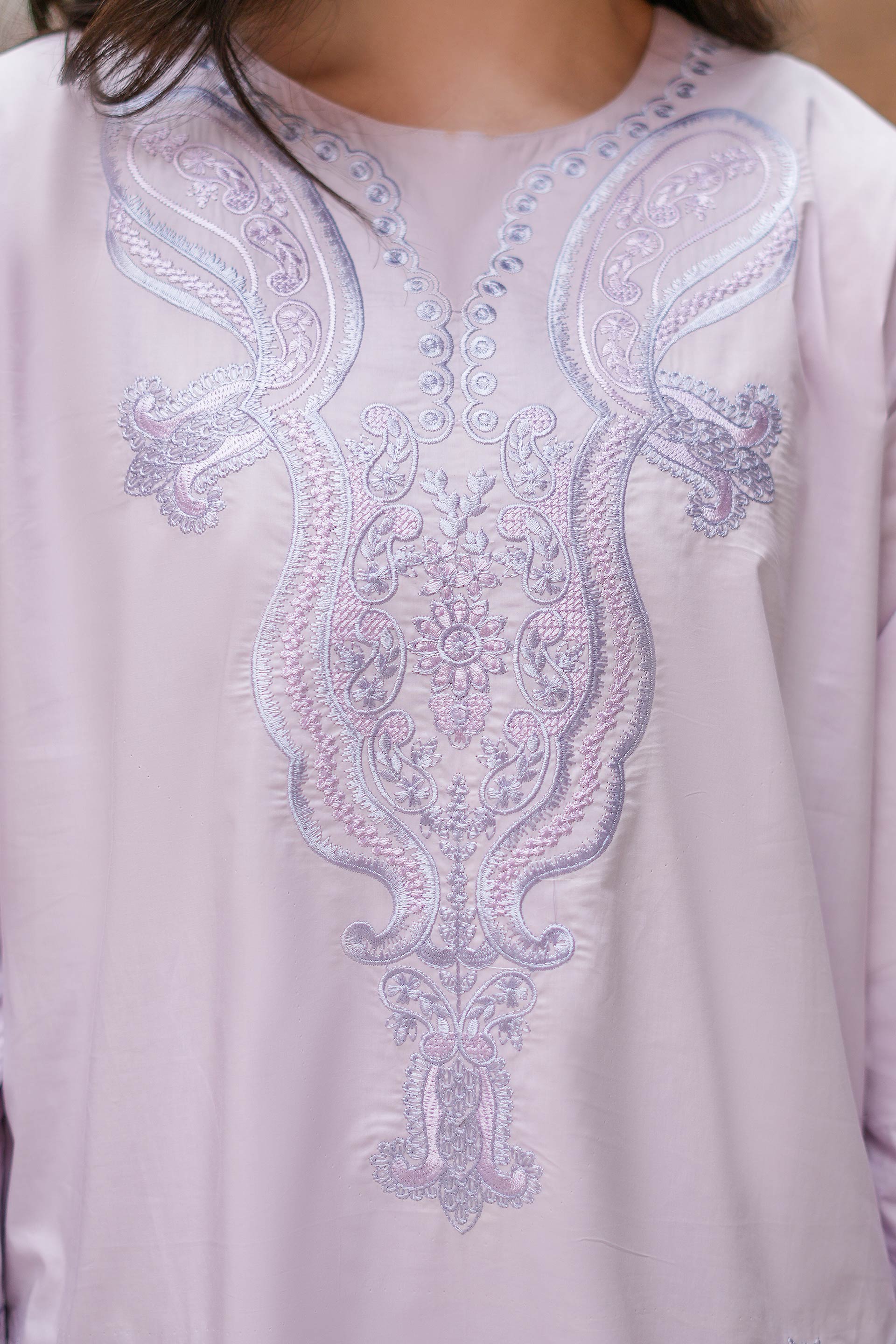 Lilac Muse Premium Cotton Embroidered 2Pc – Lavender (RTW)