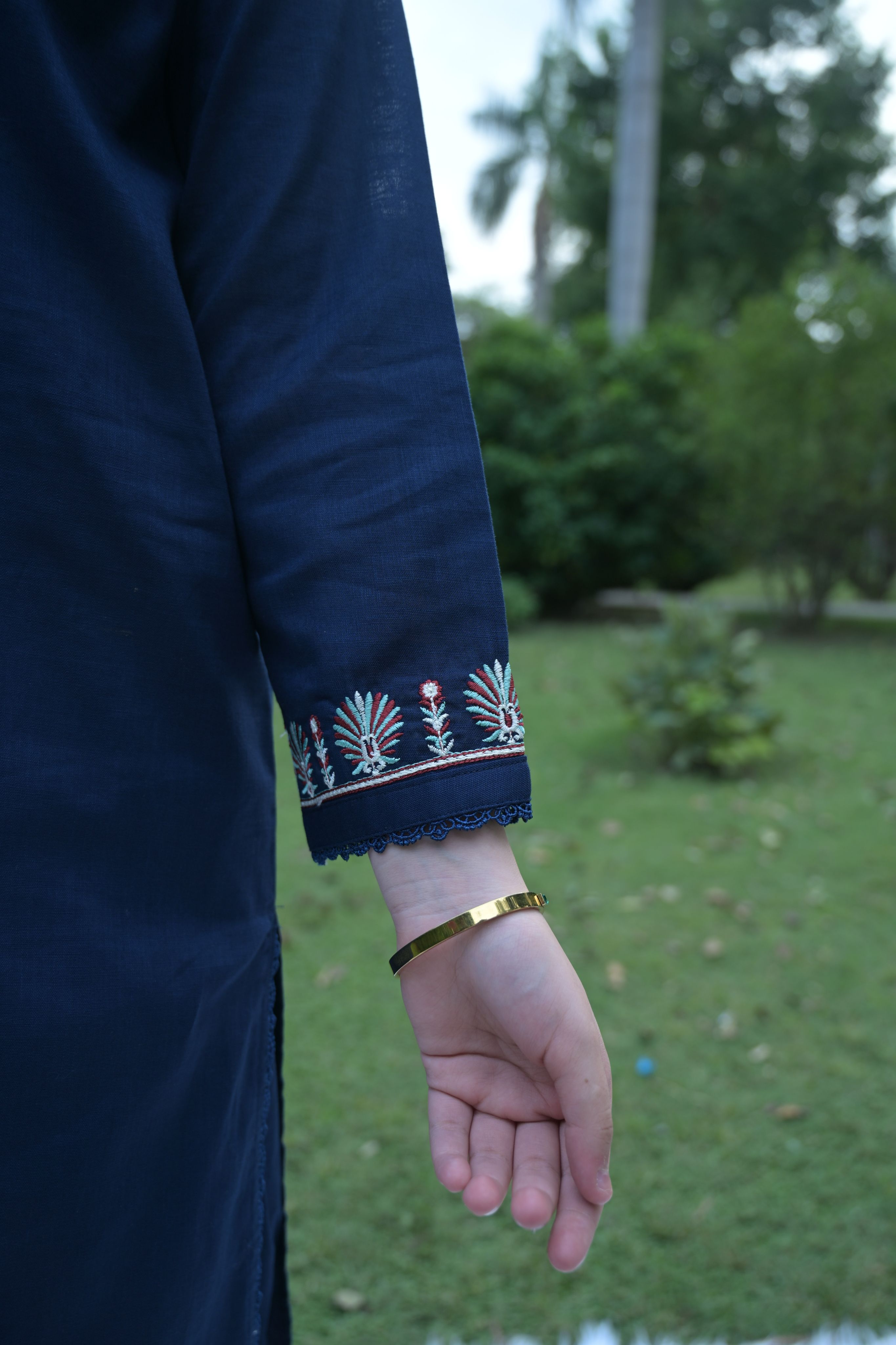 Twilight Elegance Embroidered Khaddar 02 Piece – Navy Blue (RTW)