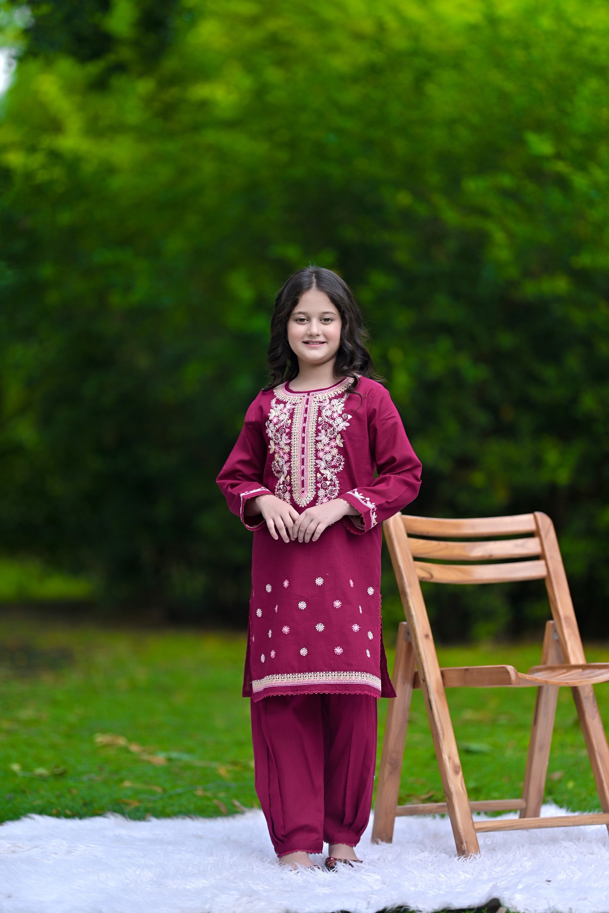 Nooré Luxe Embroidered Khaddar 02 Piece – Maroon (RTW)
