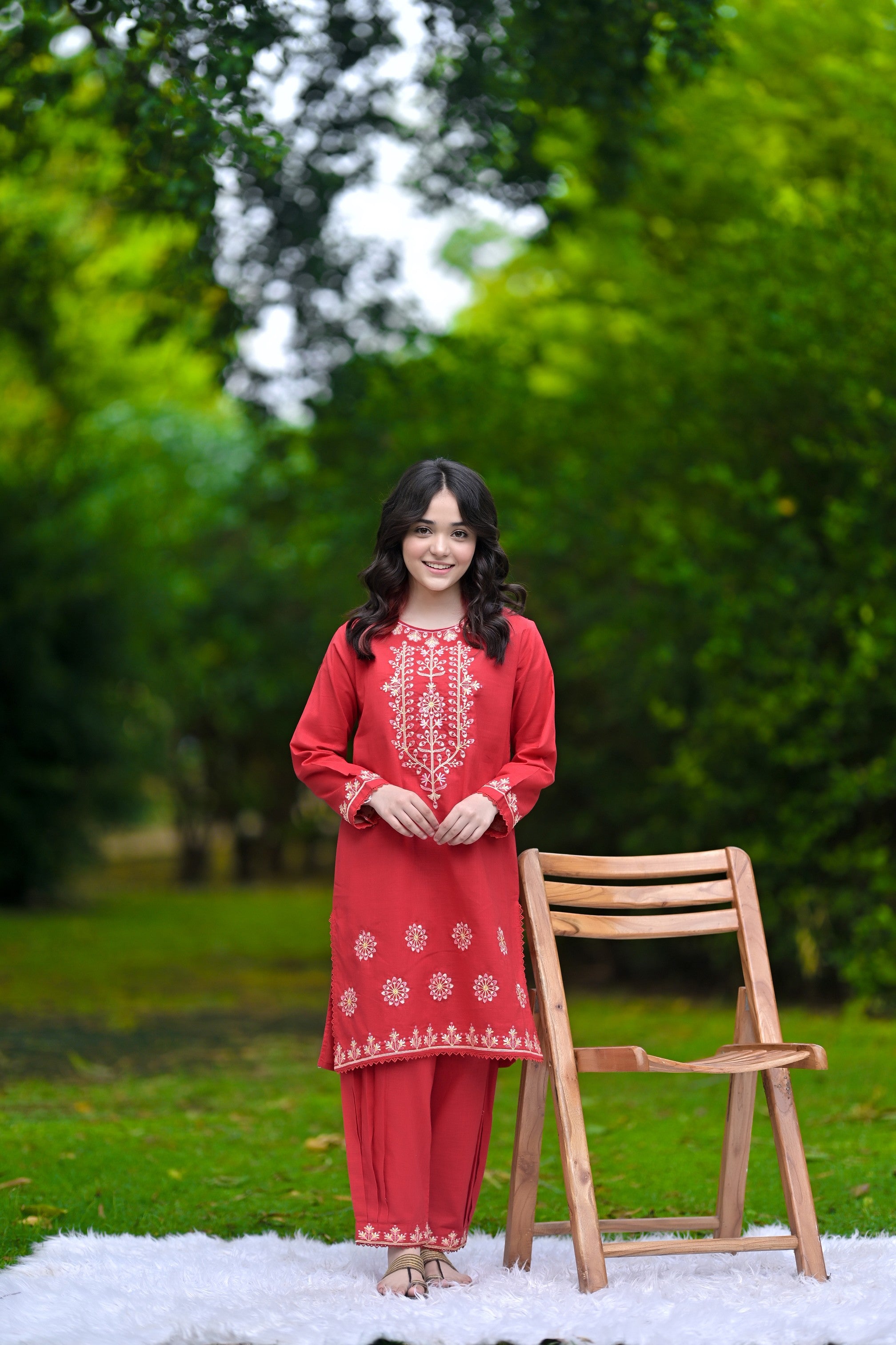 Radiant Charm Embroidered Khaddar 02 Piece – Red (RTW)