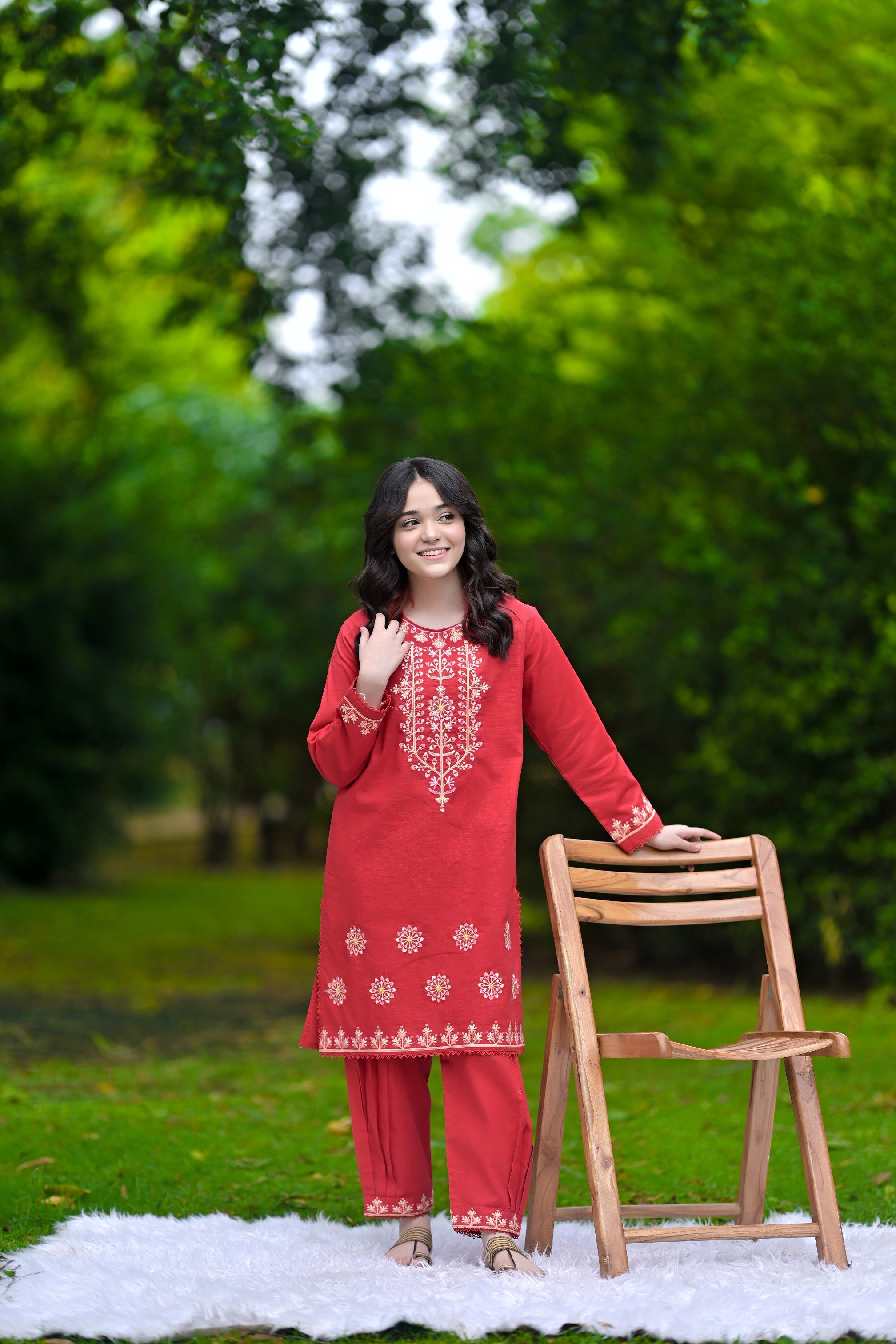 Radiant Charm Embroidered Khaddar 02 Piece – Red (RTW)