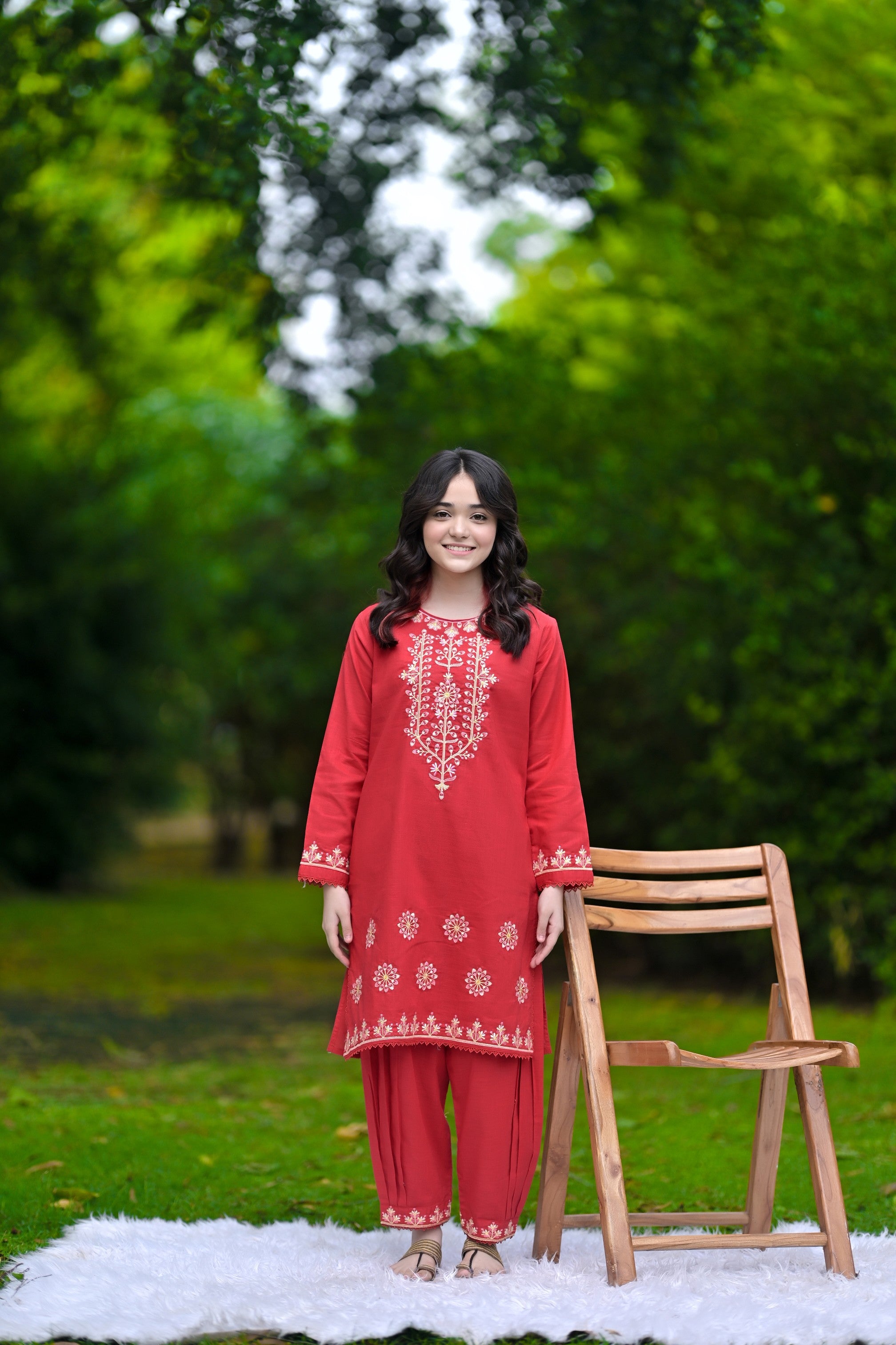 Radiant Charm Embroidered Khaddar 02 Piece – Red (RTW)