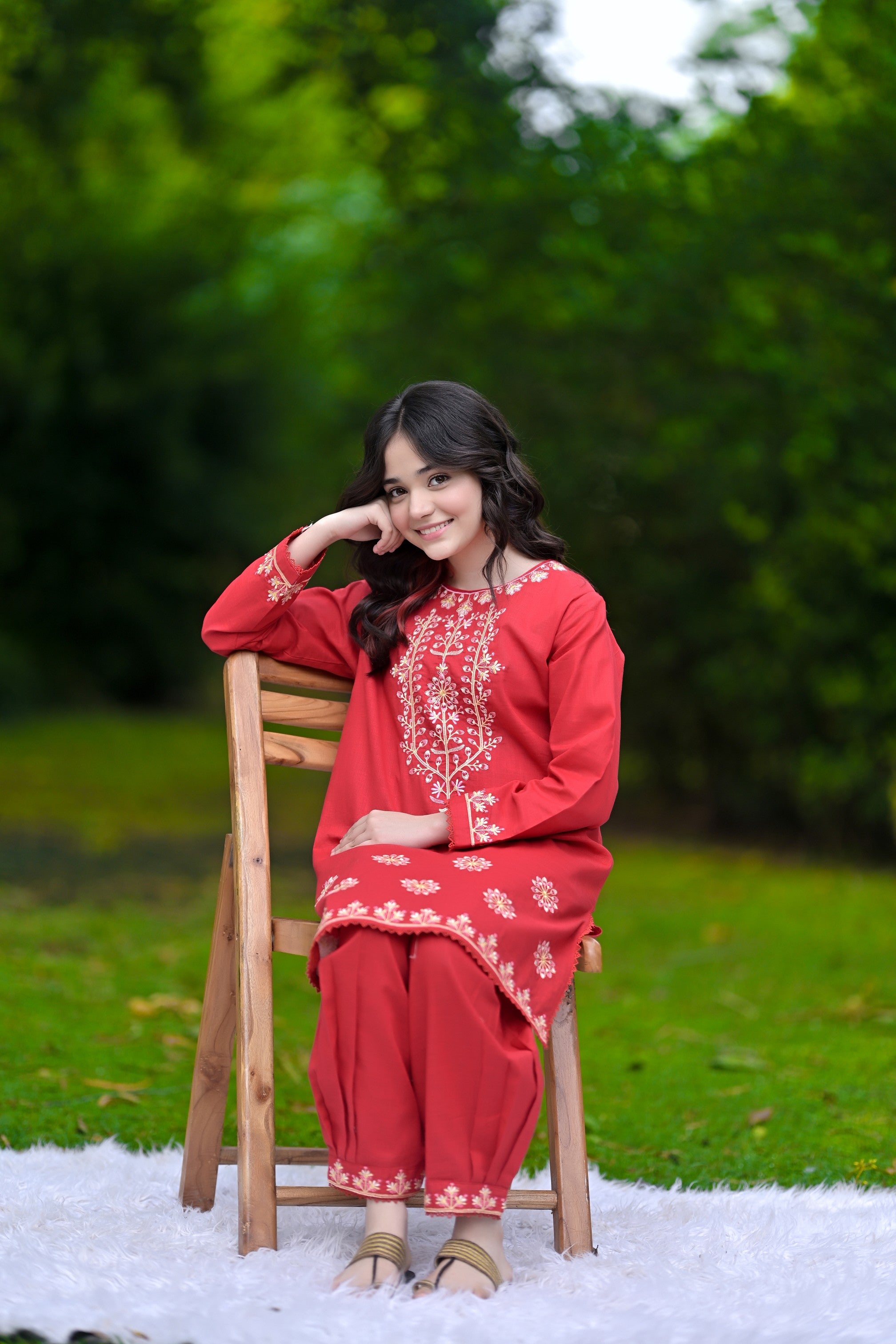 Radiant Charm Embroidered Khaddar 02 Piece – Red (RTW)