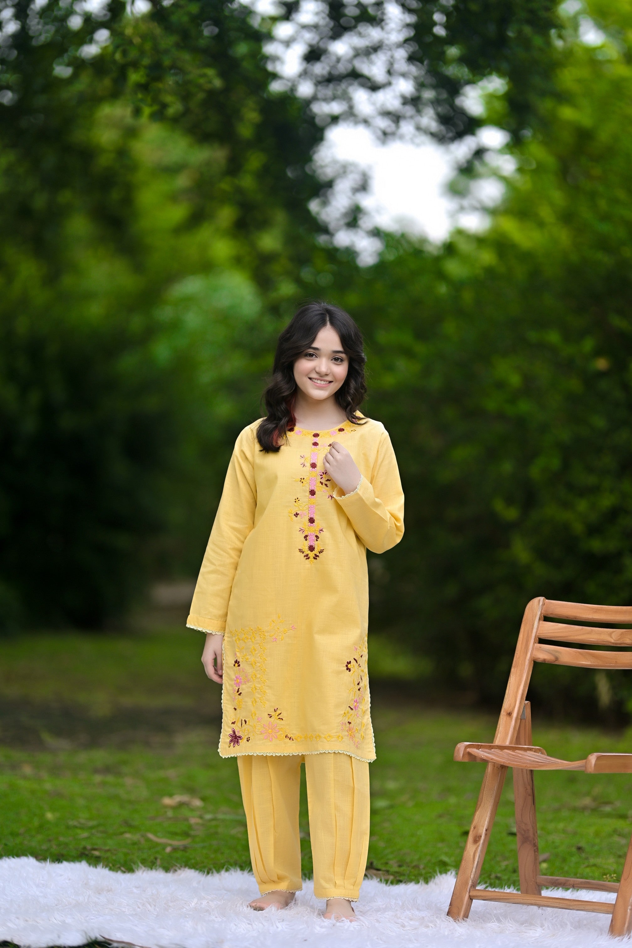 Festive Glow Embroidered Khaddar 02 Piece – Yellow (RTW)