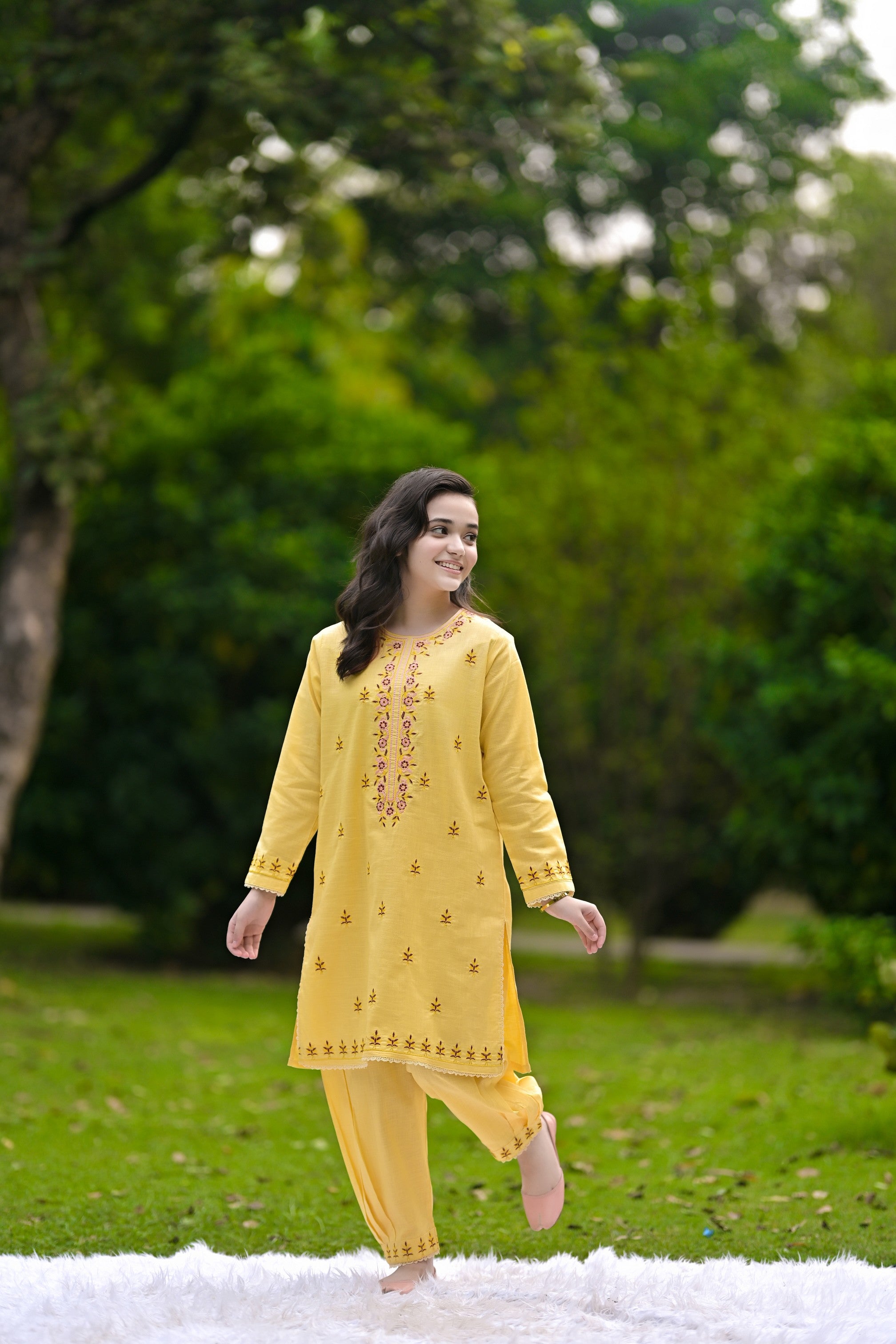 Mellow Petal Embroidered Khaddar  02 Piece – Bright Yellow (RTW)