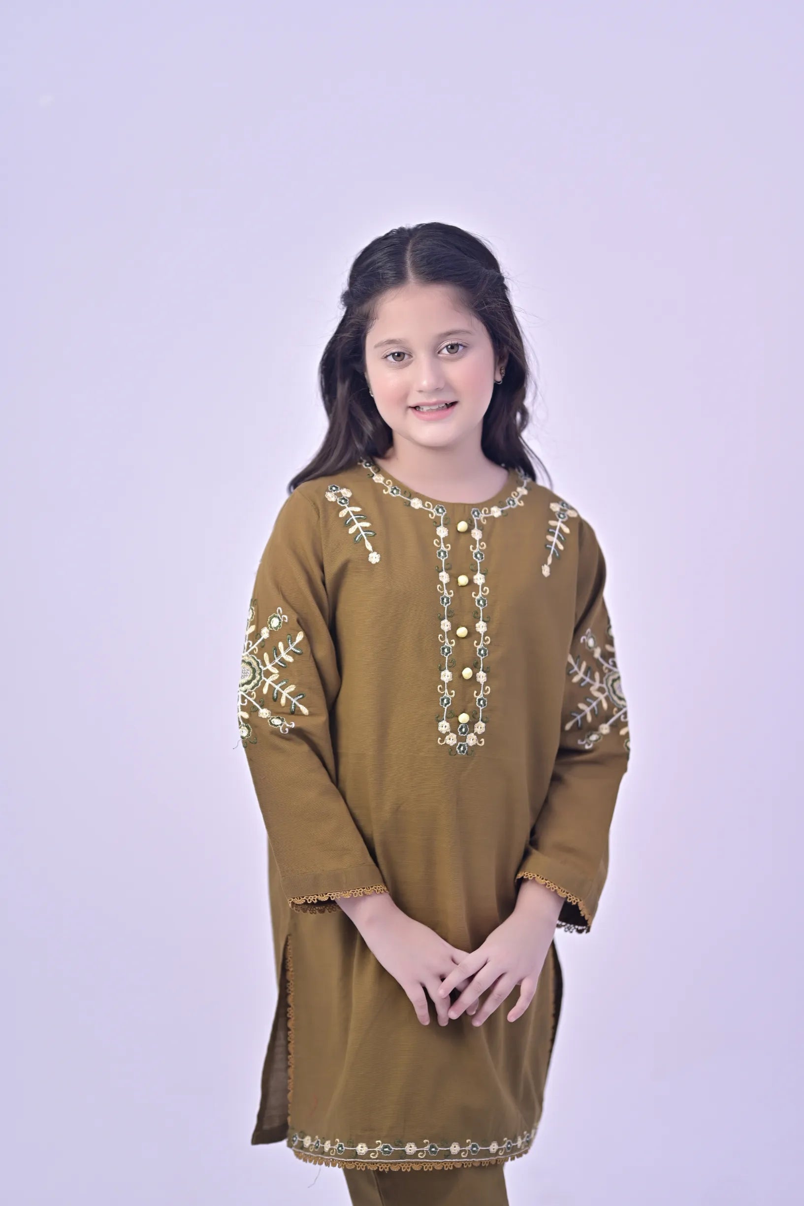 Ethnic Aura Embroidered  Khaddar 02 Piece – Brown (RTW)