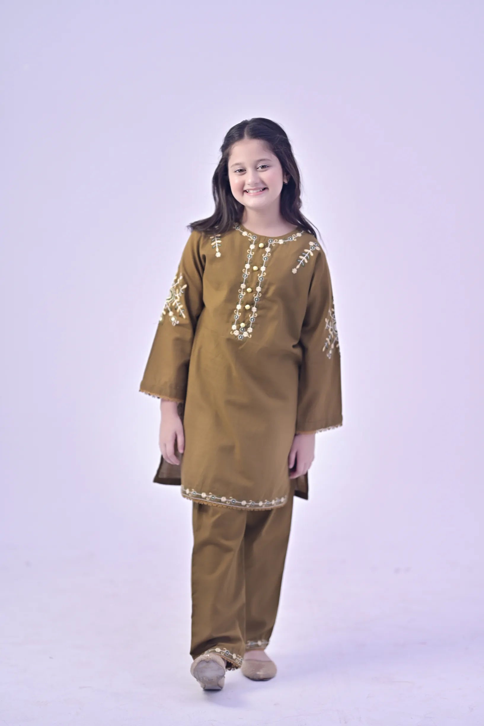 Ethnic Aura Embroidered  Khaddar 02 Piece – Brown (RTW)