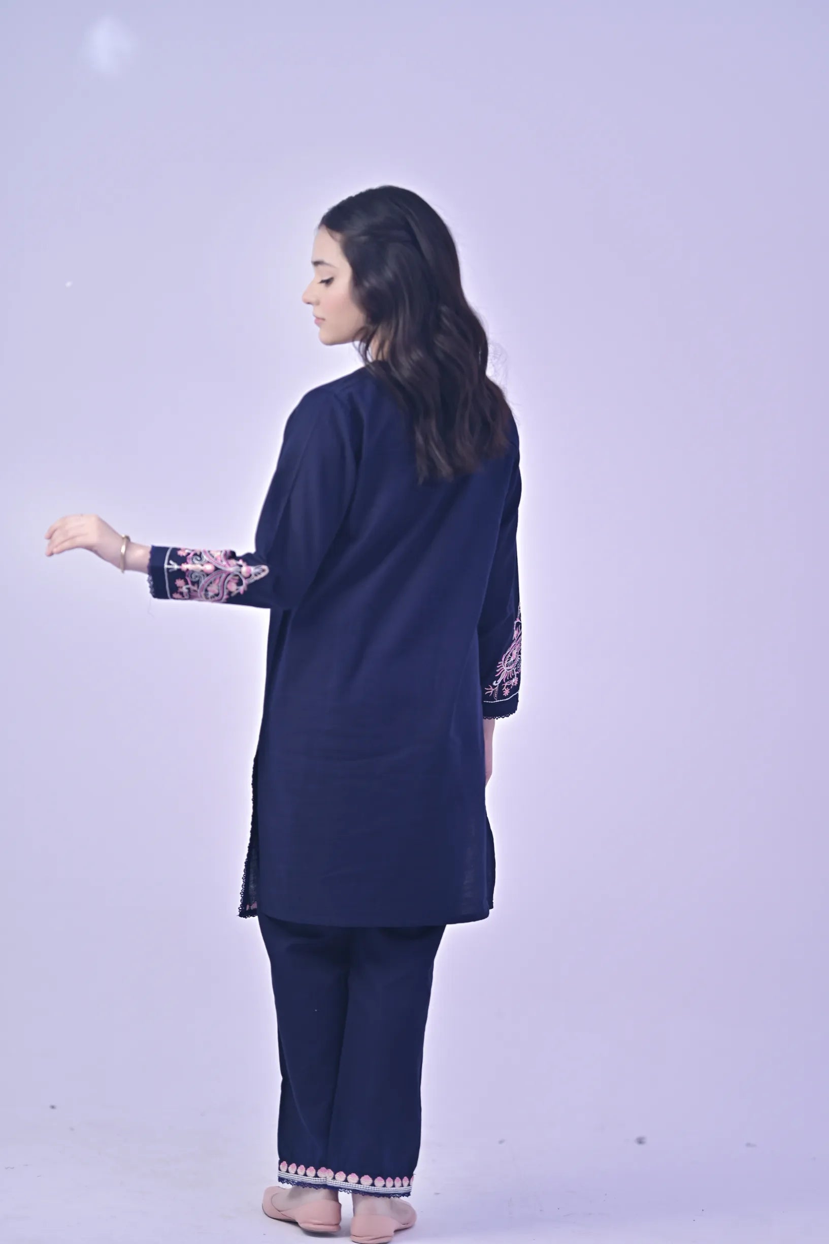 Frost Charm Embroidered  Khaddar 02 Piece – Deep Navy (RTW)