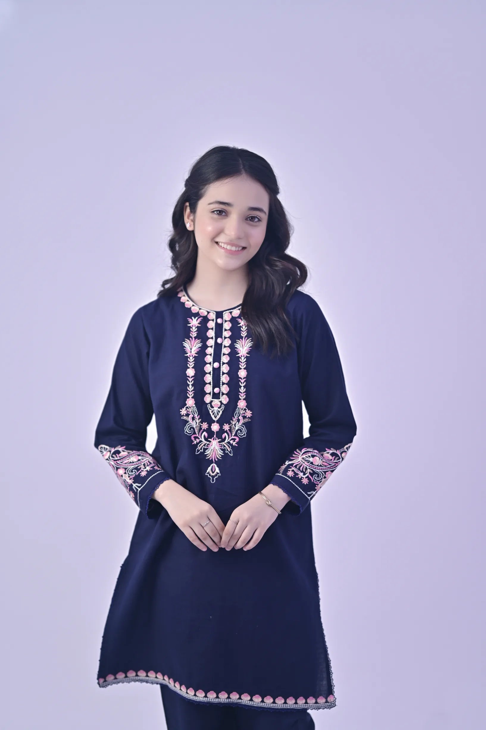 Frost Charm Embroidered  Khaddar 02 Piece – Deep Navy (RTW)