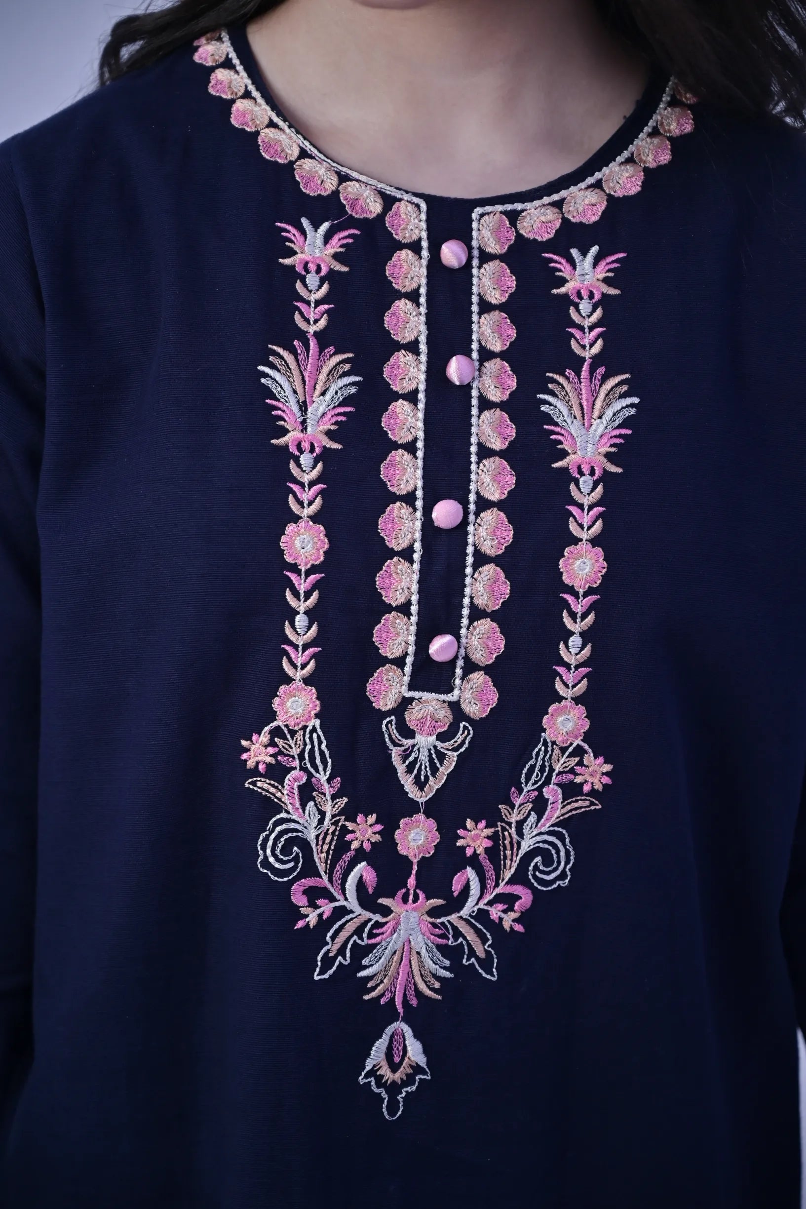 Frost Charm Embroidered  Khaddar 02 Piece – Deep Navy (RTW)