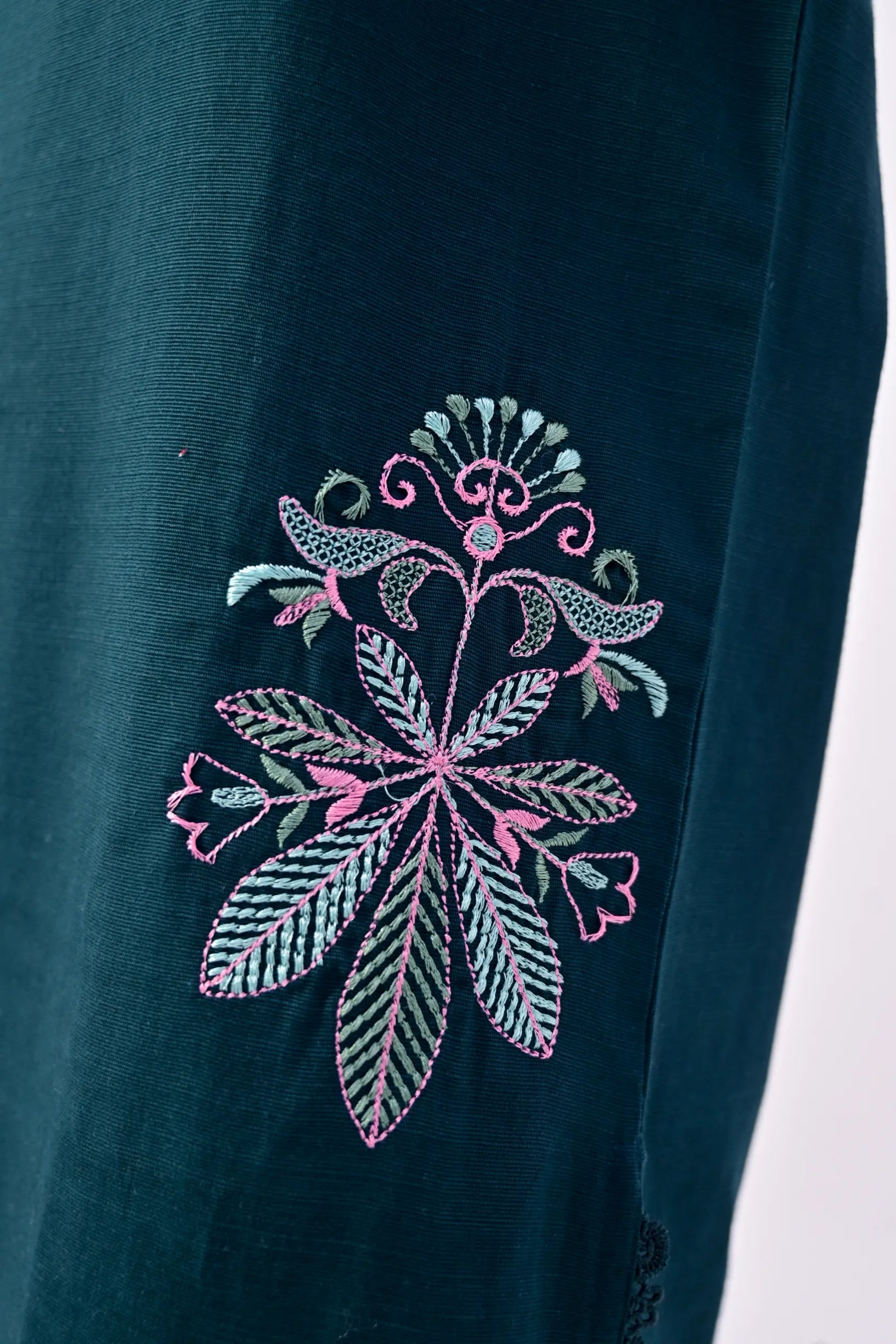 Peacock Reverie Embroidered Khaddar 02 Piece – Dark Green (RTW)