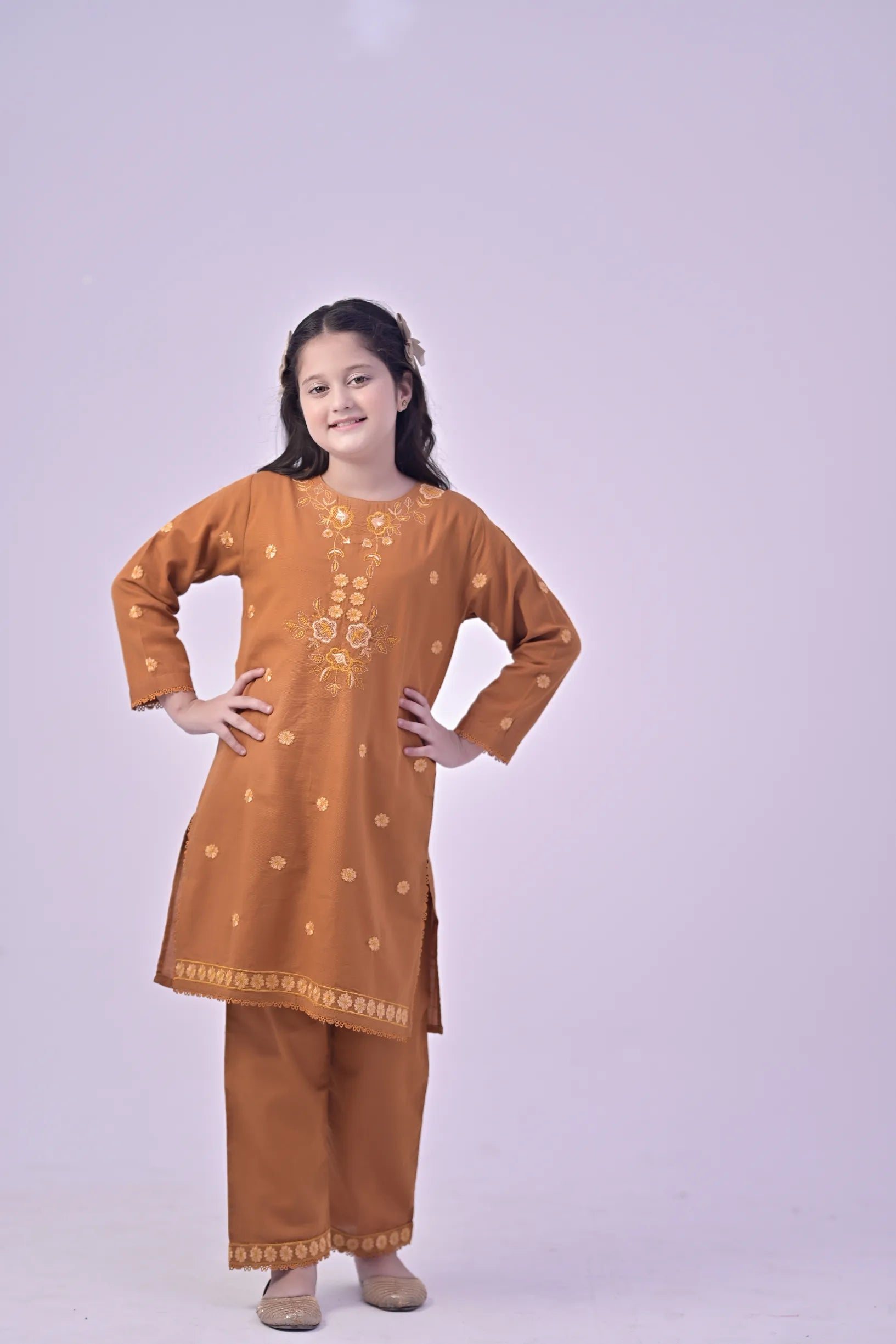 Royal Ember Embroidered  Khaddar 02 Piece – Brown (RTW)