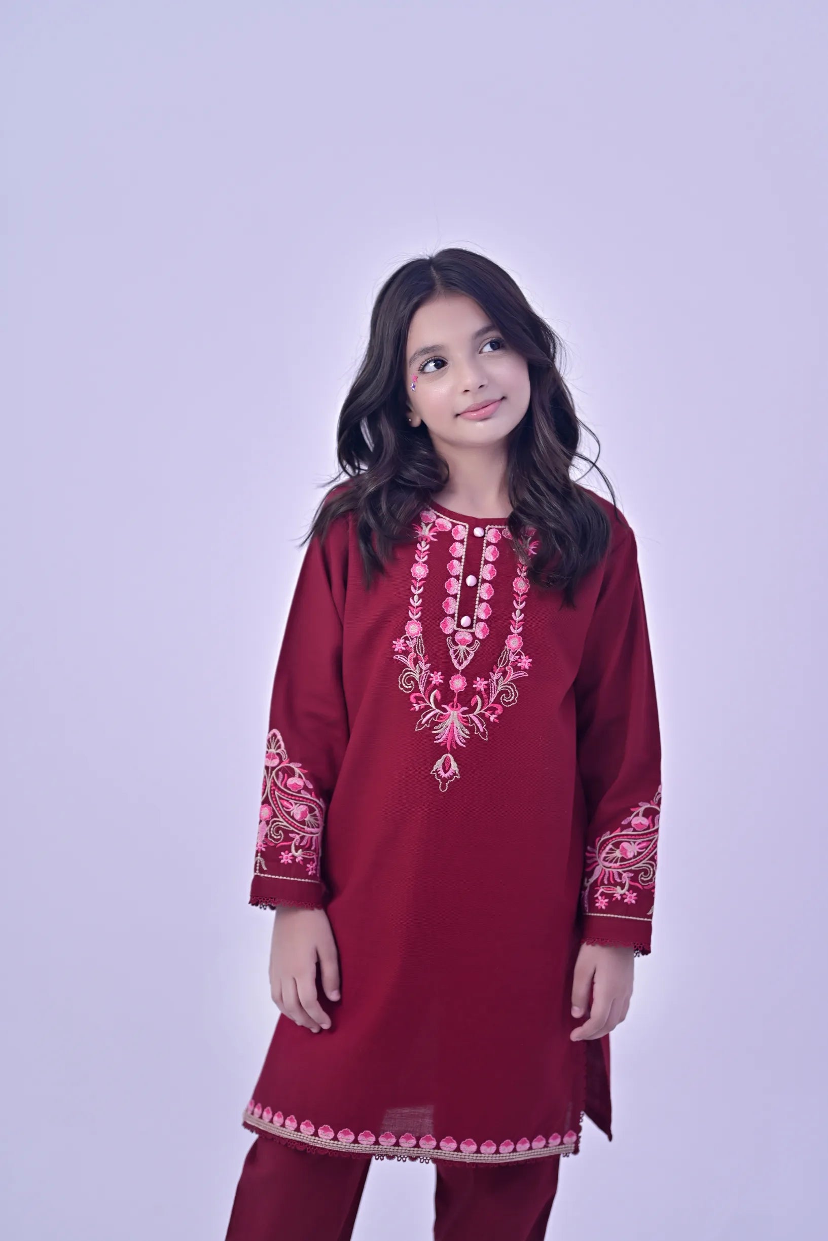Ruby Charm Embroidered Khaddar 02 Piece – Red (RTW)
