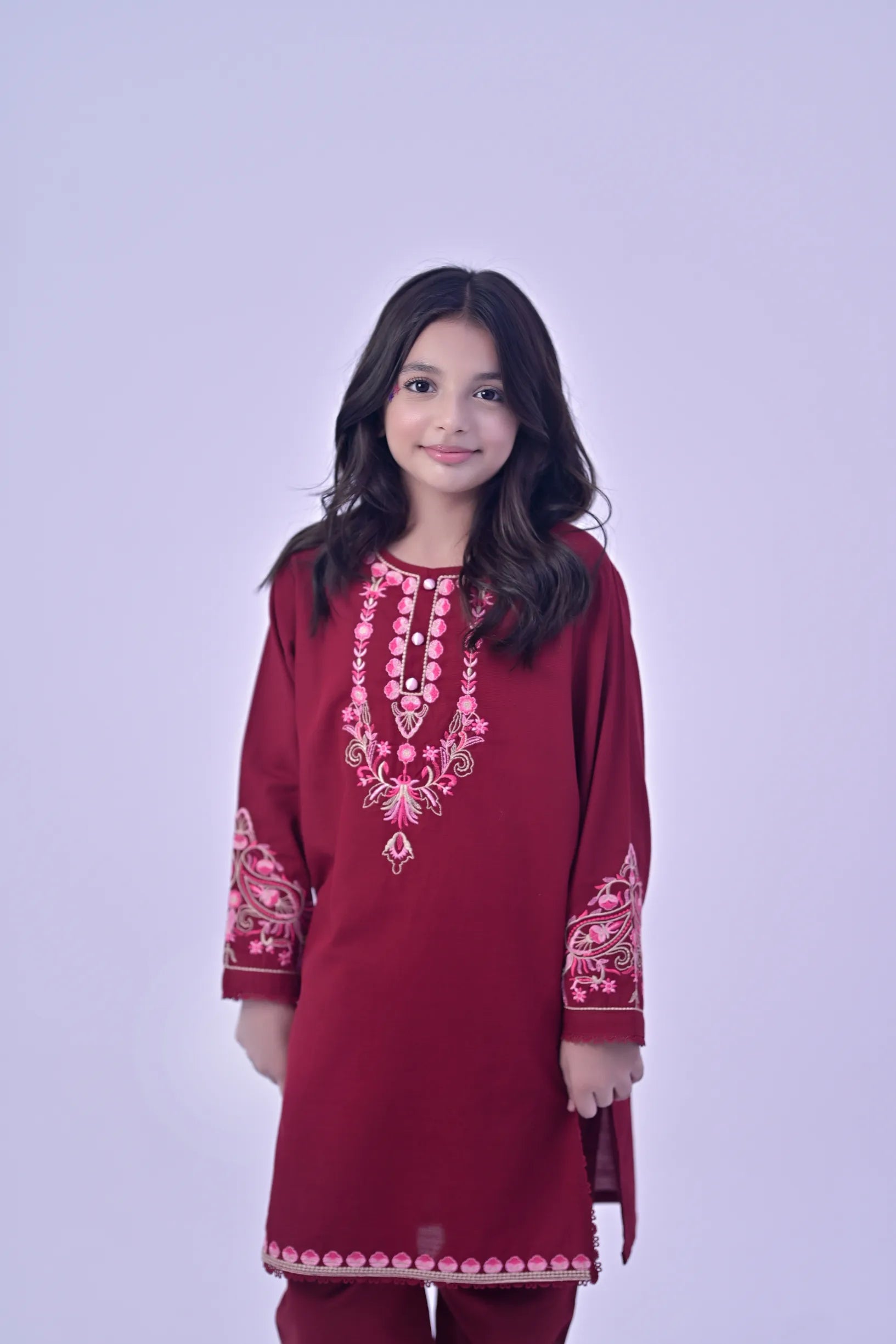 Ruby Charm Embroidered Khaddar 02 Piece – Red (RTW)