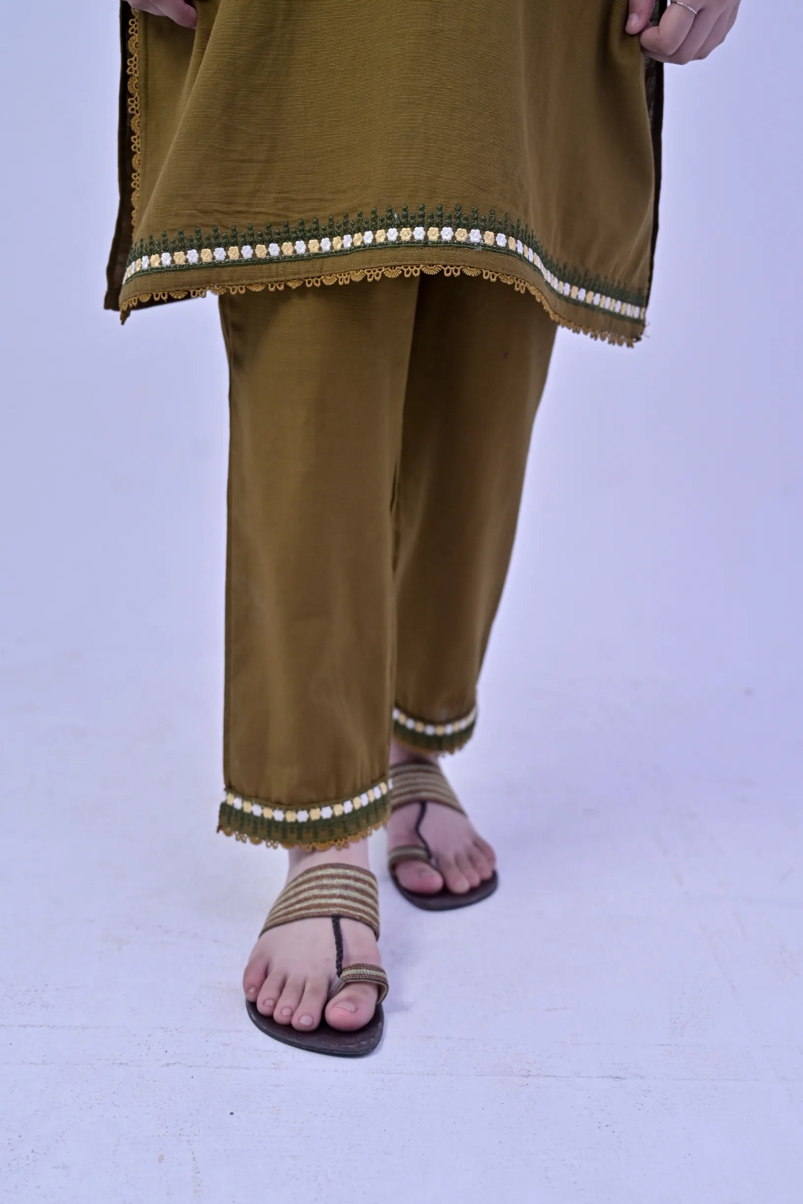 Rustic Bloom  Embroidered  Khaddar 02 Piece – Brown (RTW)