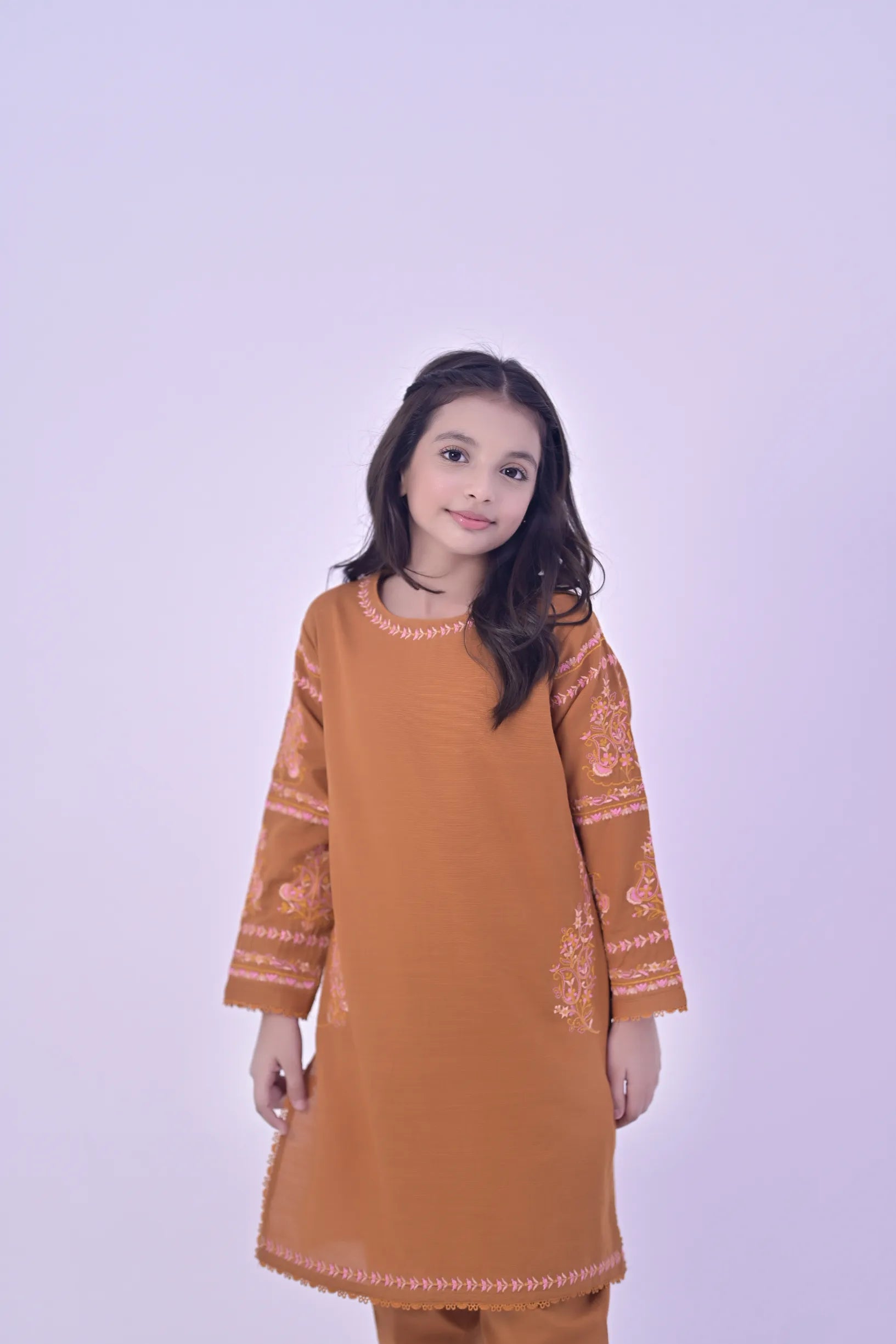 Saffron Elegance Embroidered  Khaddar 02 Piece – Orange (RTW)