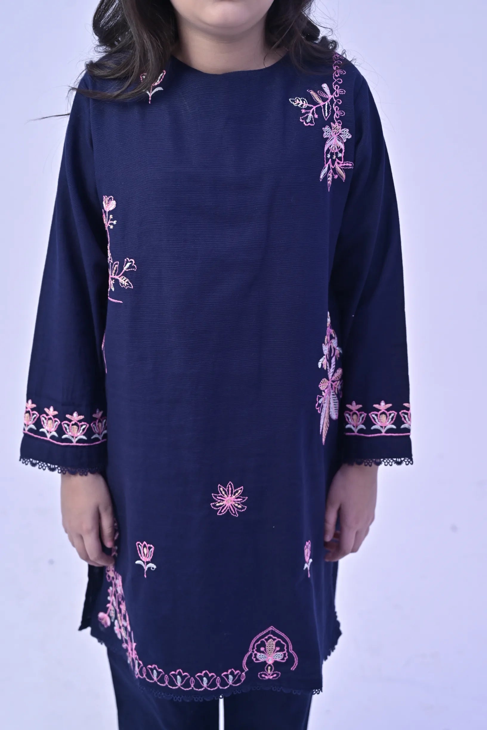 Sapphire Grace Embroidered  Khaddar 02 Piece – Dark Blue (RTW)