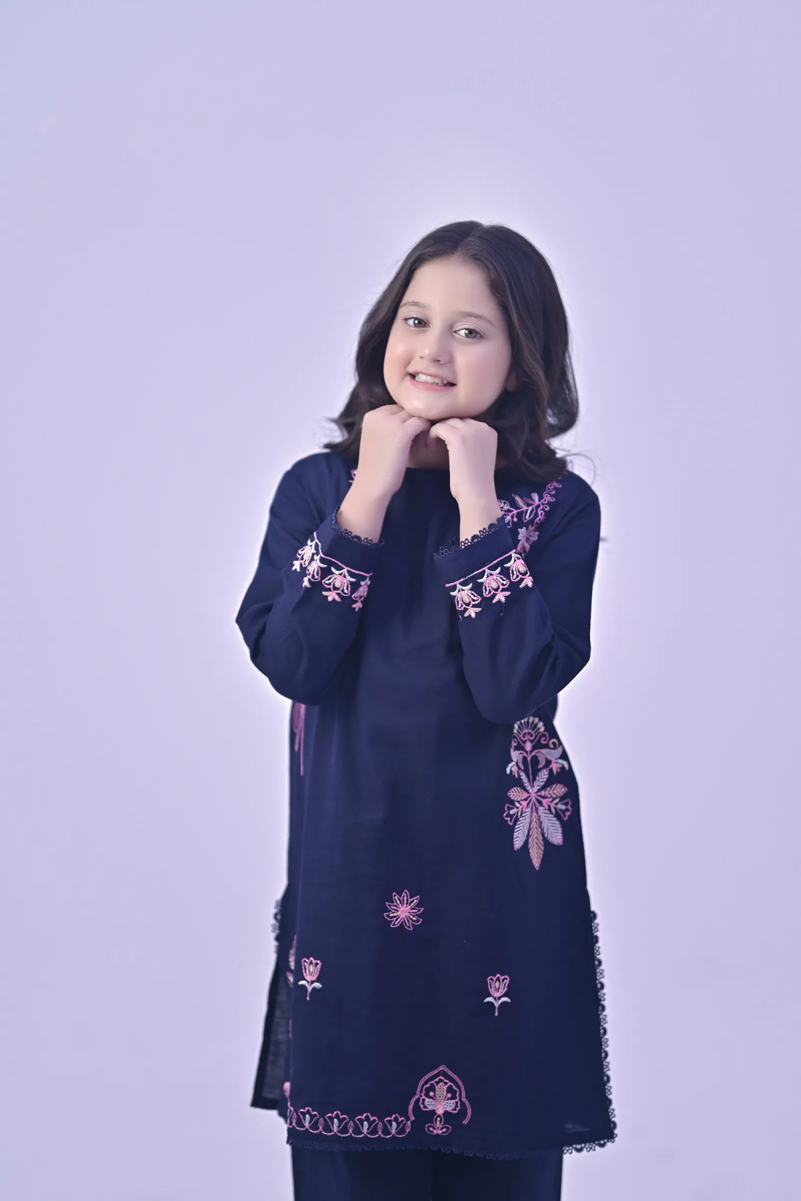 Sapphire Grace Embroidered  Khaddar 02 Piece – Dark Blue (RTW)