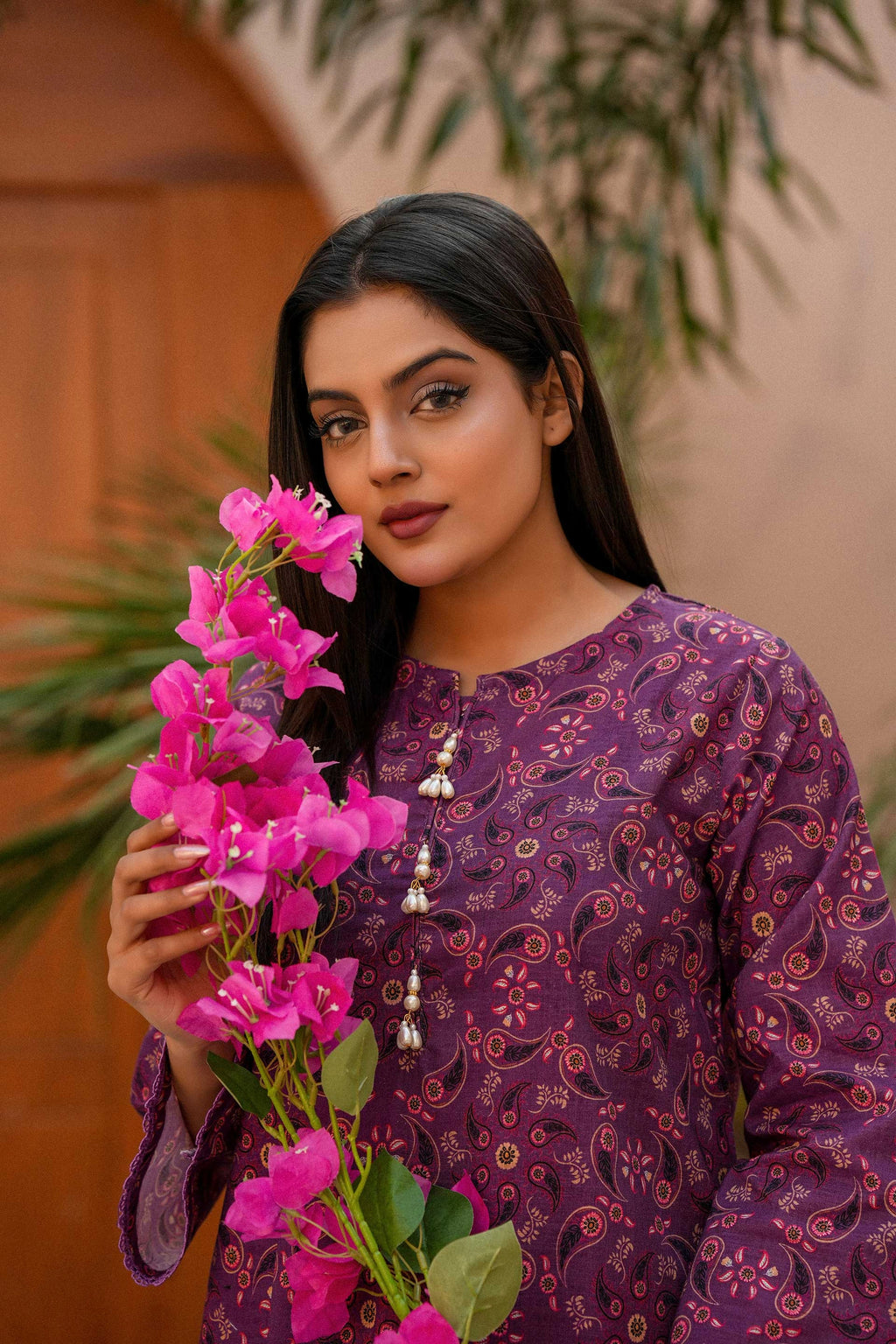 Purple Ethnic Motif Printed Khaddar Suit | High-Quality Winter Fabric