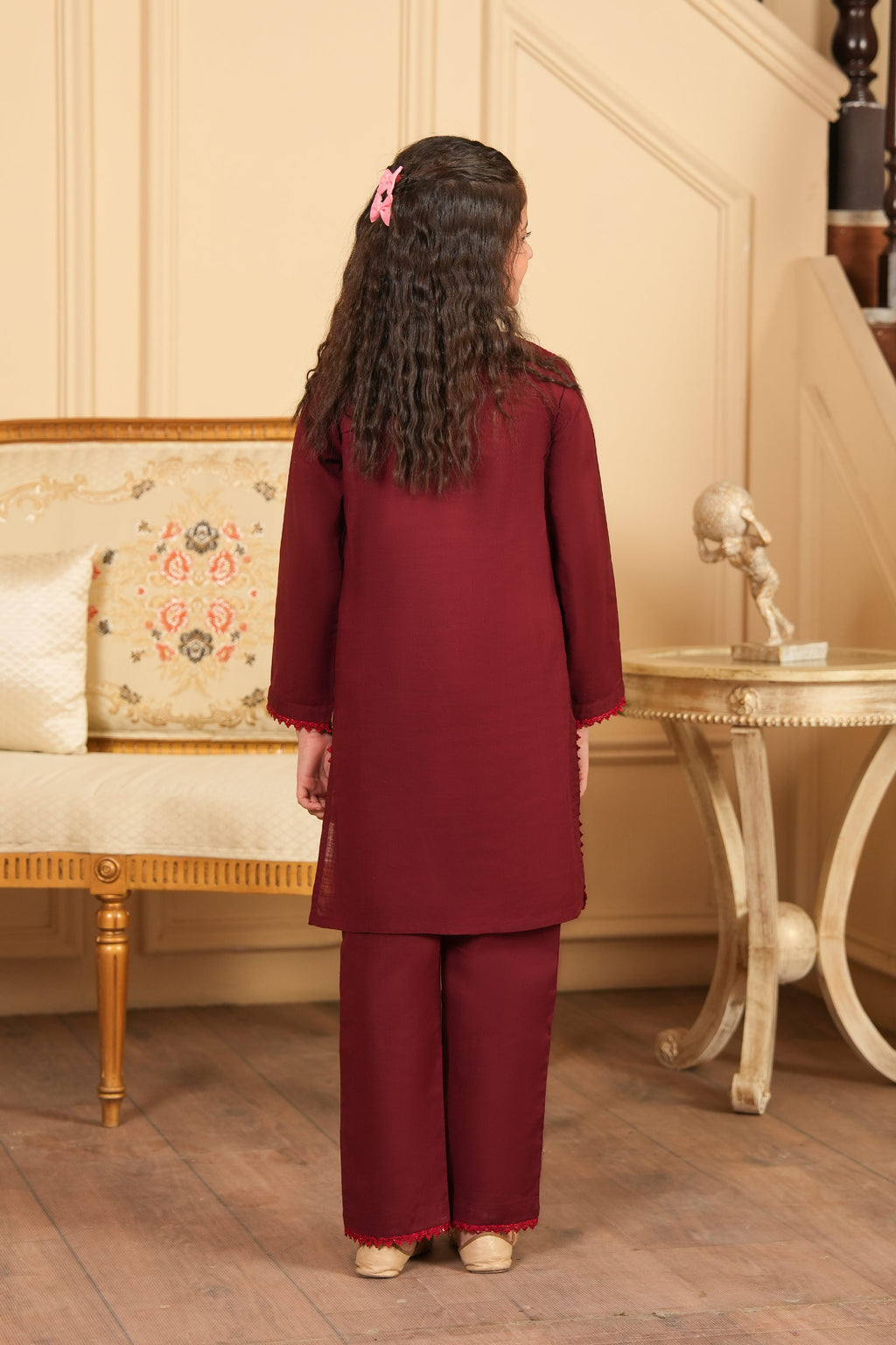 Mahveen Embroidered Khaddar 2PC – Deep Maroon (RTW) ✨