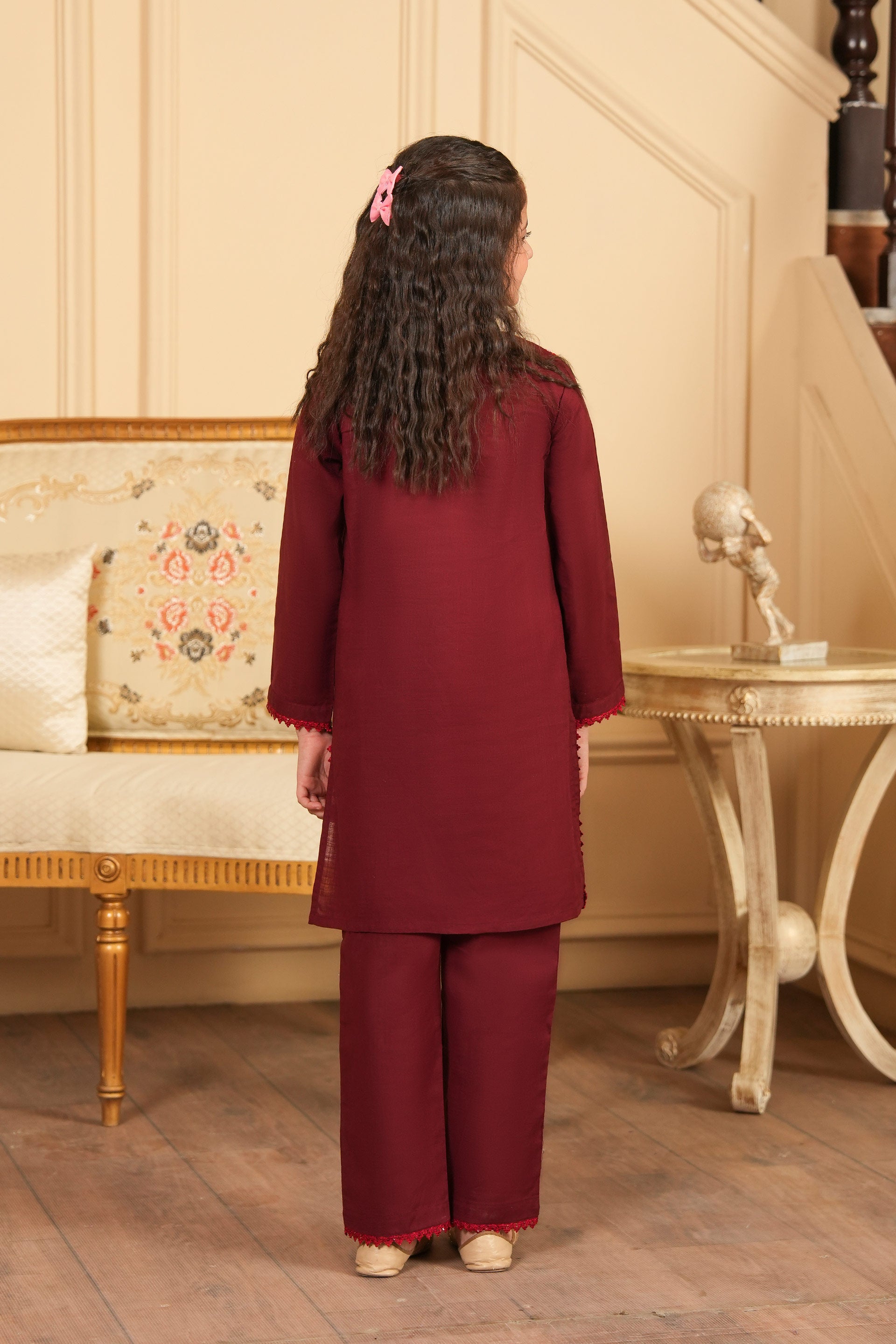 Mahveen Embroidered Khaddar 2PC – Deep Maroon (RTW) ✨