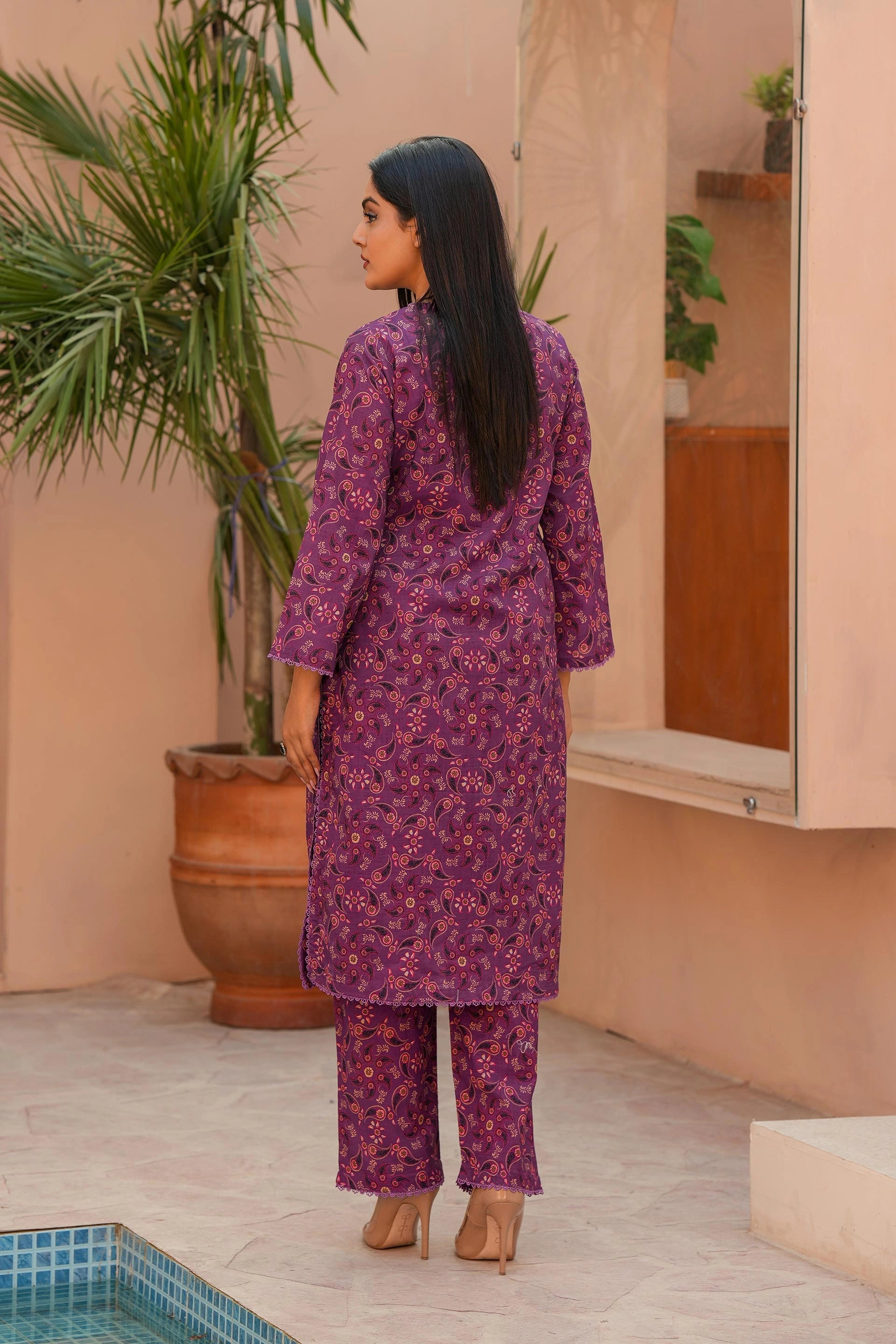 Purple Ethnic Motif Printed Khaddar Suit | High-Quality Winter Fabric