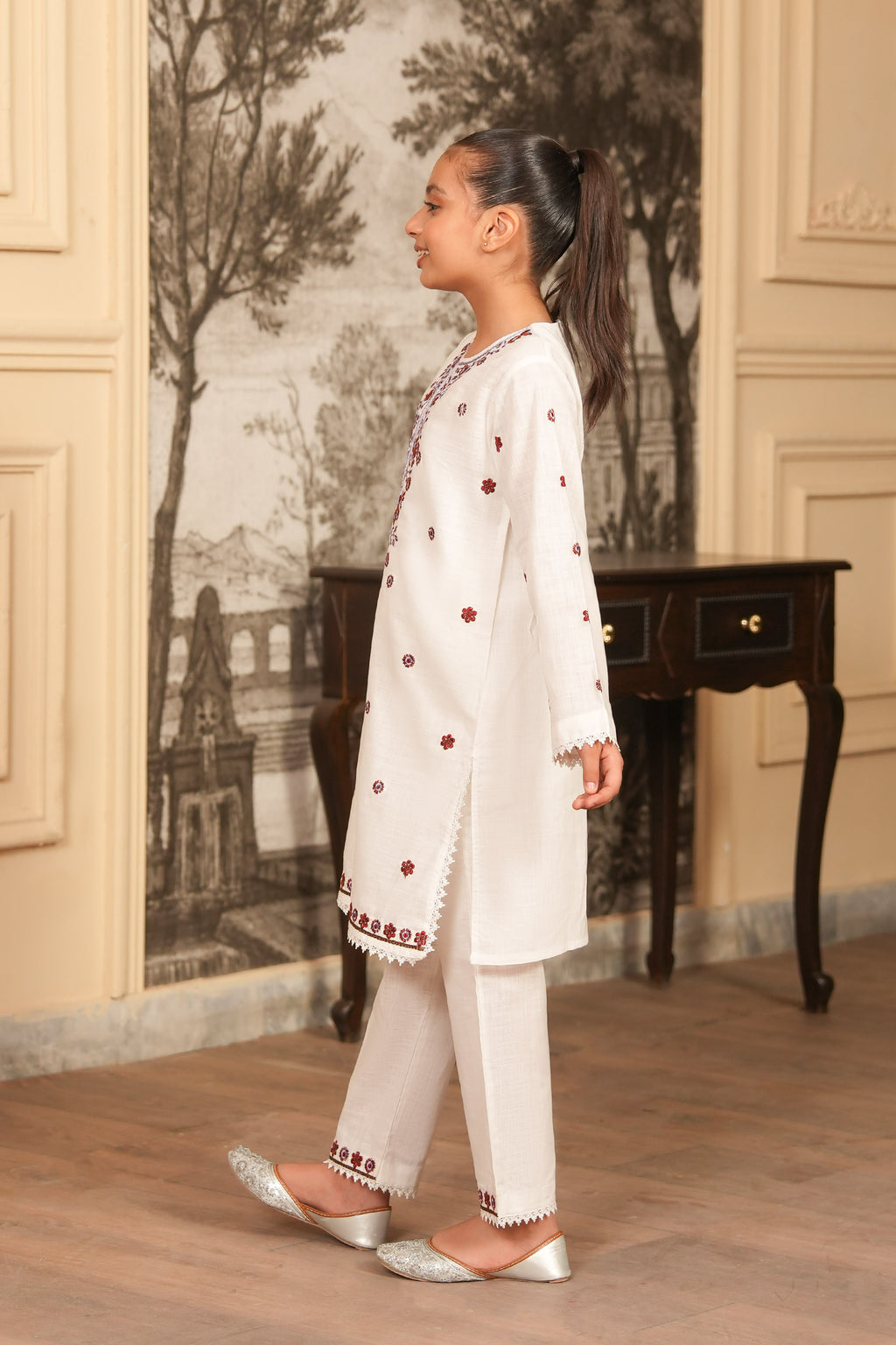 Gulnaar Embroidered Khaddar 2 Piece – Ivory Bloom (RTW) 🌸