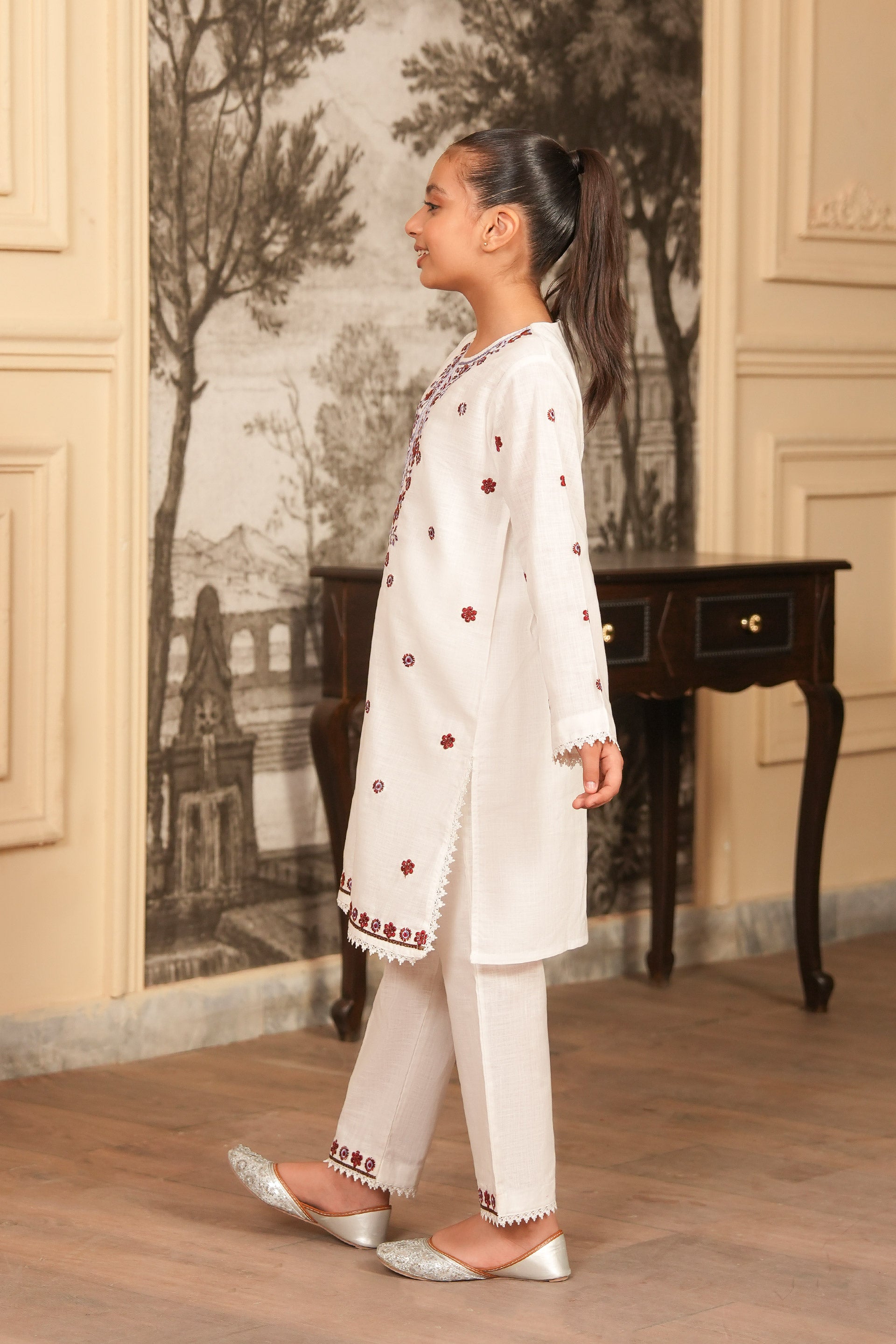 Gulnaar Embroidered Khaddar 2 Piece – Ivory Bloom (RTW) 🌸