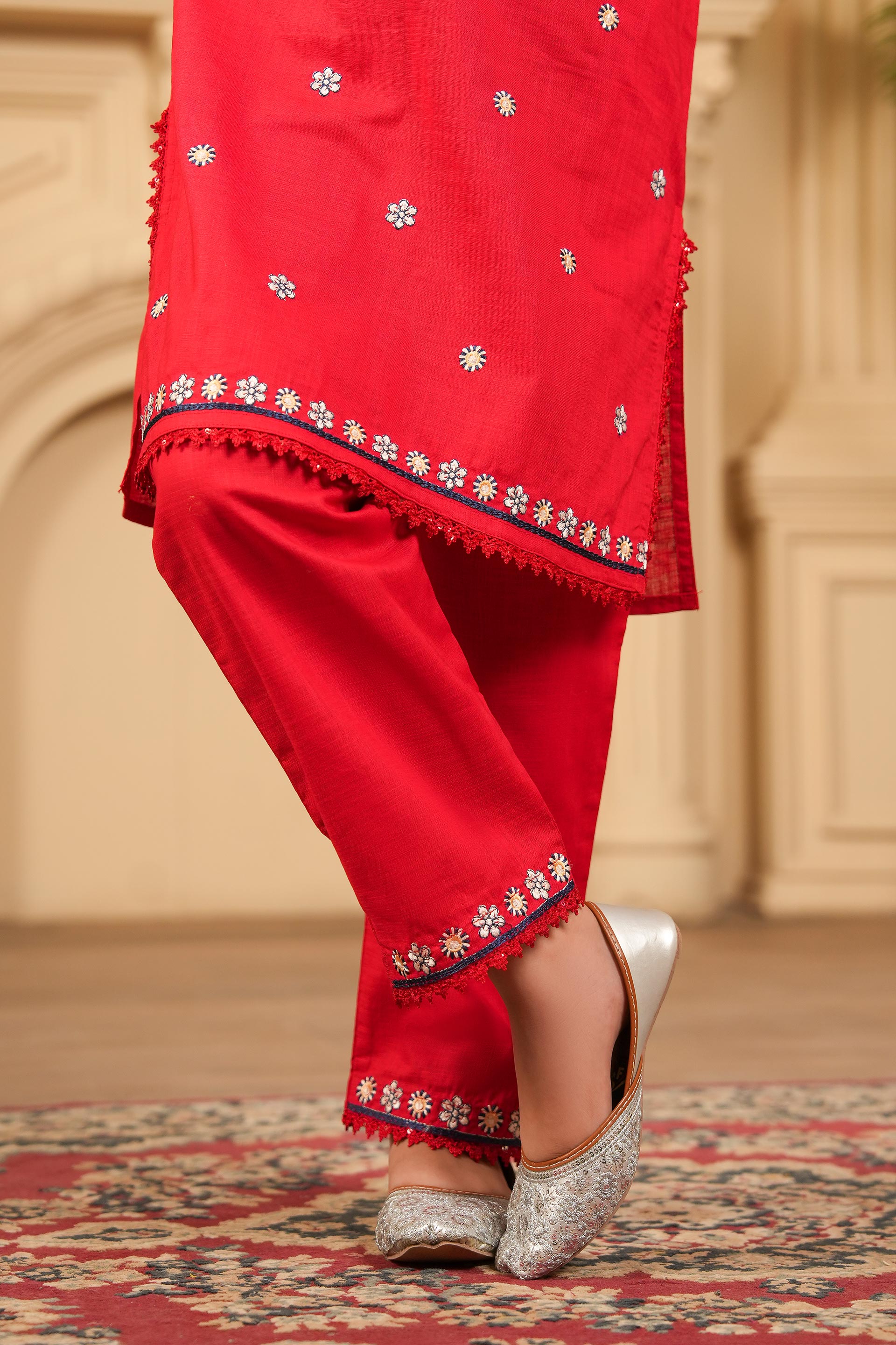 Sang-e-Lal Style Embroidered Khaddar 02 Piece – Red 🧣 (RTW)