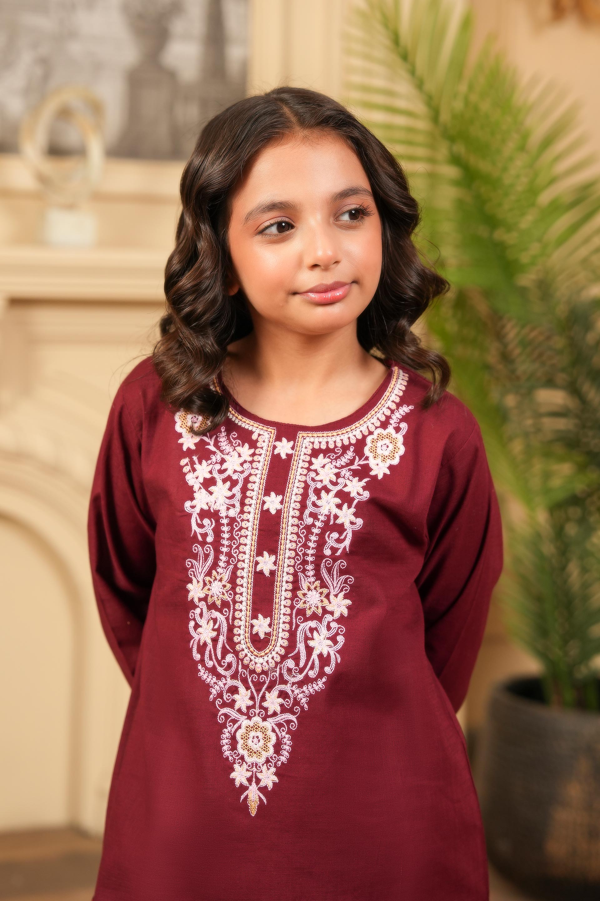 Deep Garnet Embroidered Khaddar 02 Piece – Maroon (RTW) 💎