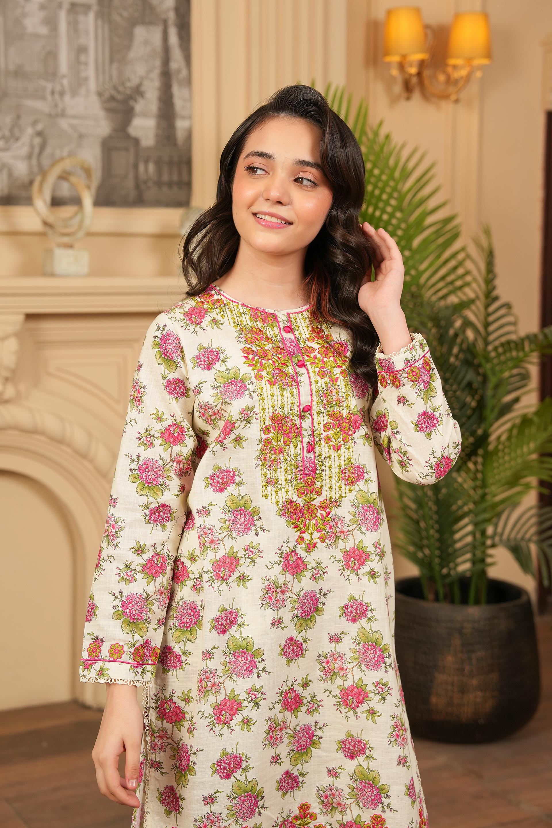 Blossom Veil Printed Khaddar 02 Piece – Cream (RTW) 🌼