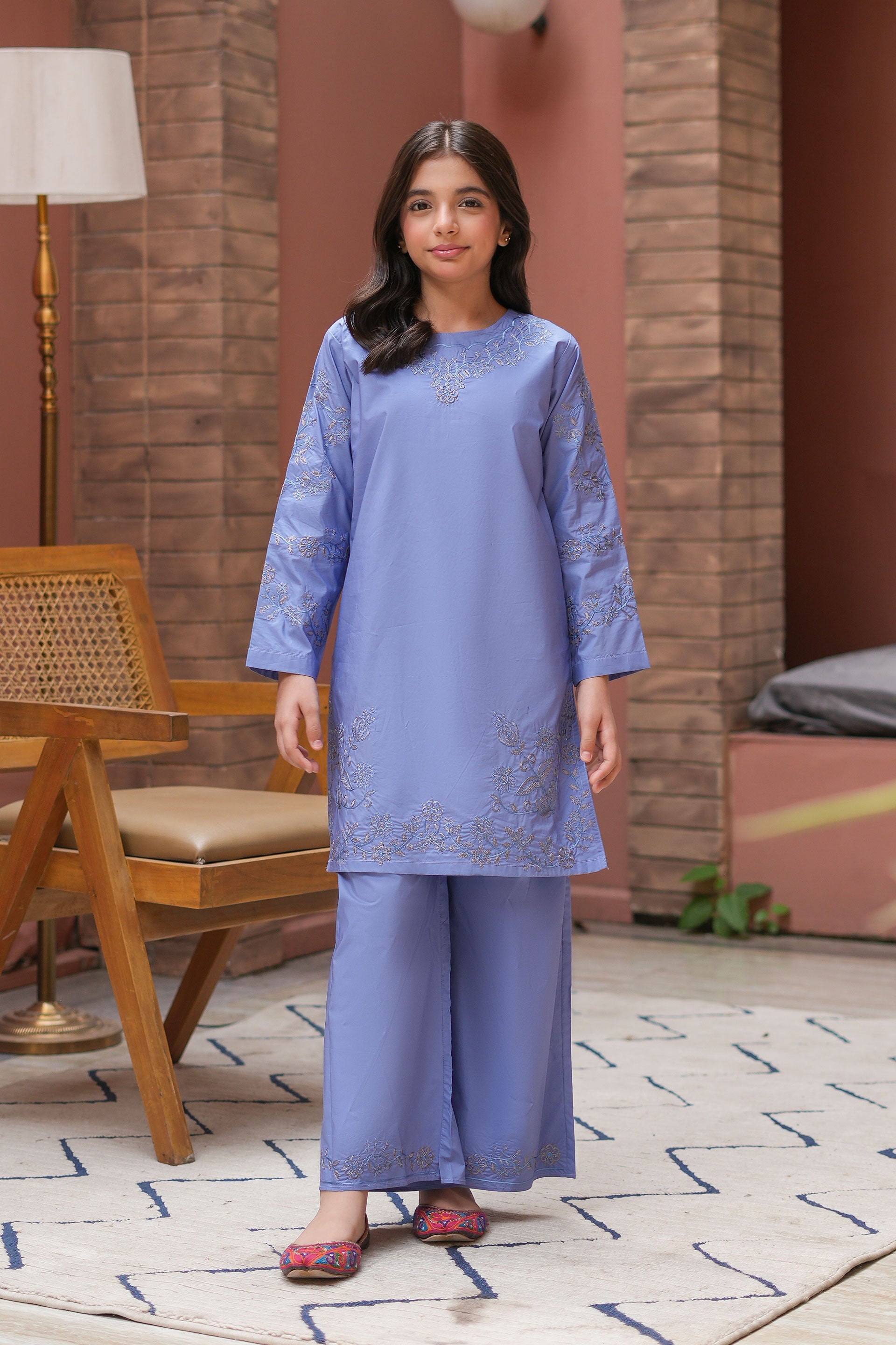 Ayla Premium Cotton with Embroidery 2Pc – Periwinkle (RTW)