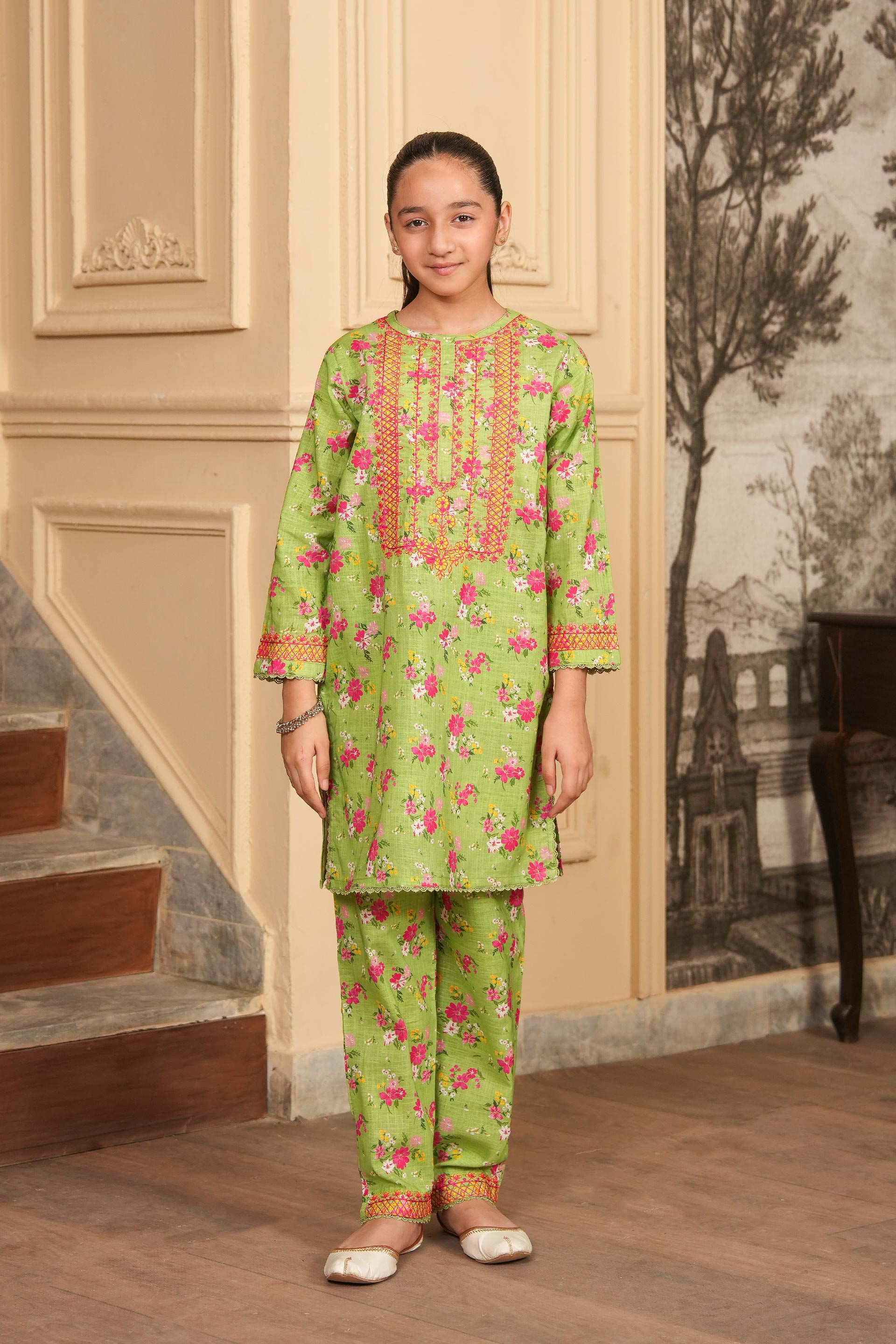 Little Shine 🌺 Printed Khaddar 02 Piece – Pea (RTW)