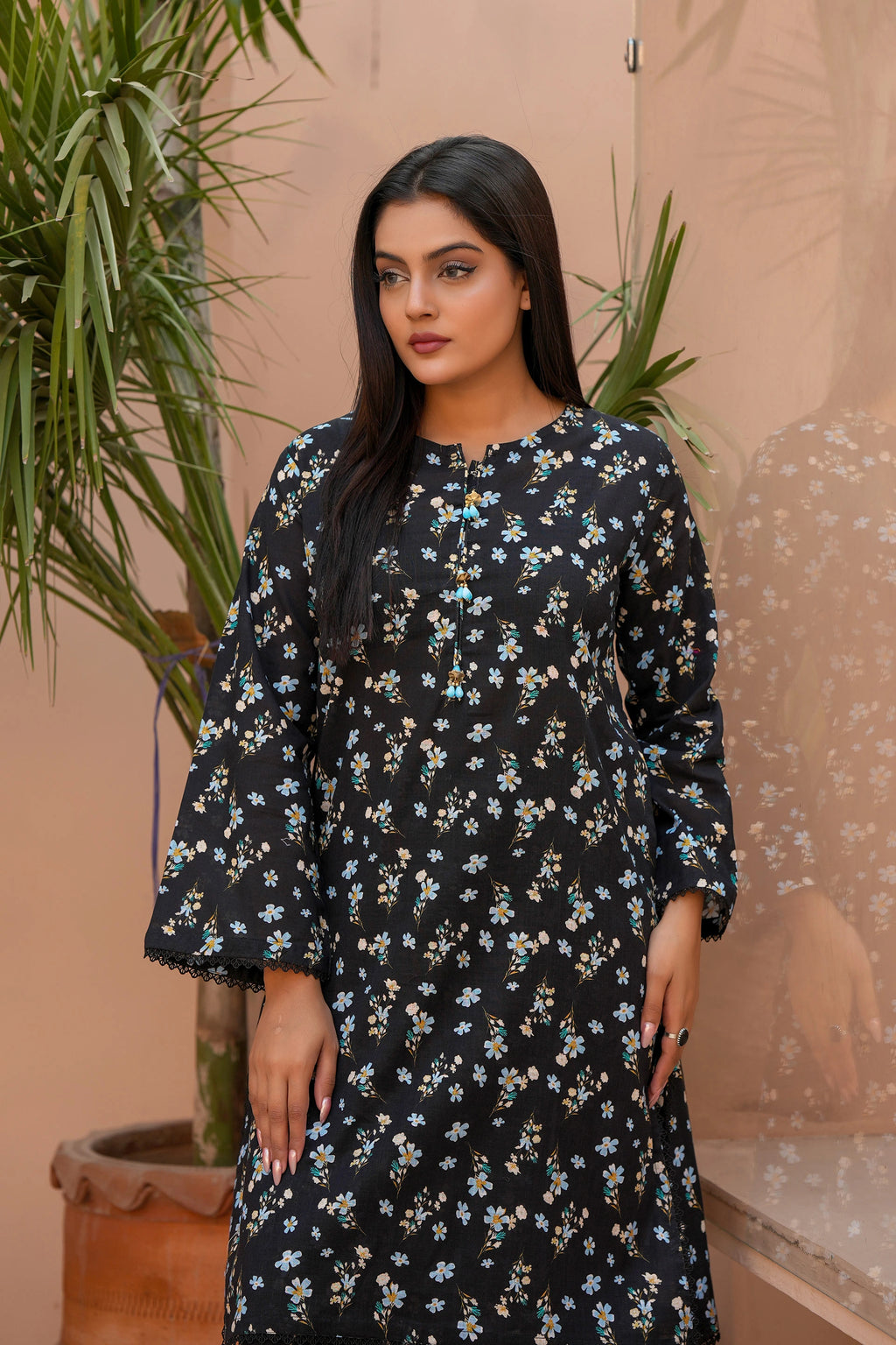 Daily Wear Black Floral Khaddar Co-Ord | Comfortable Winter Outfit