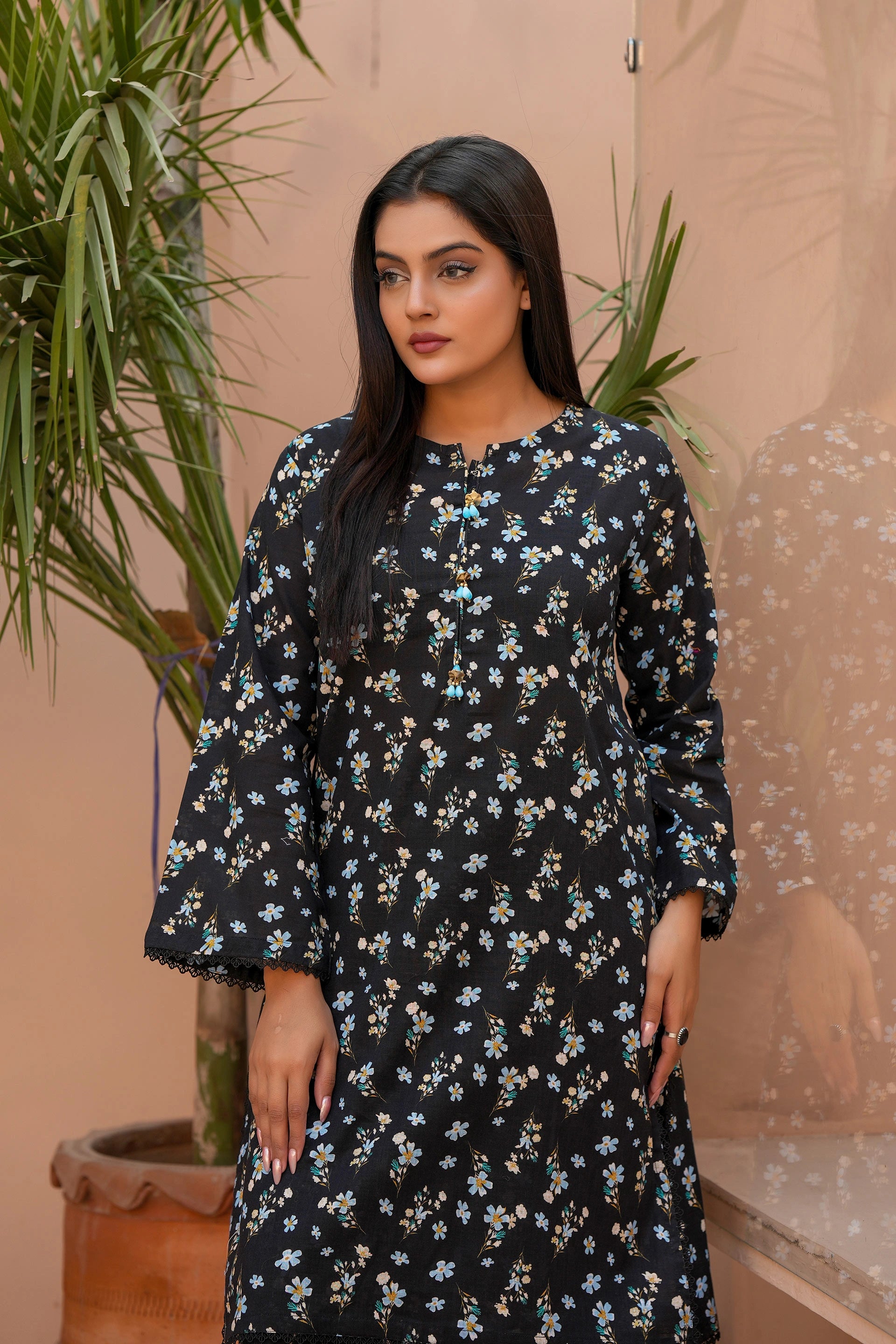 Daily Wear Black Floral Khaddar Co-Ord | Comfortable Winter Outfit