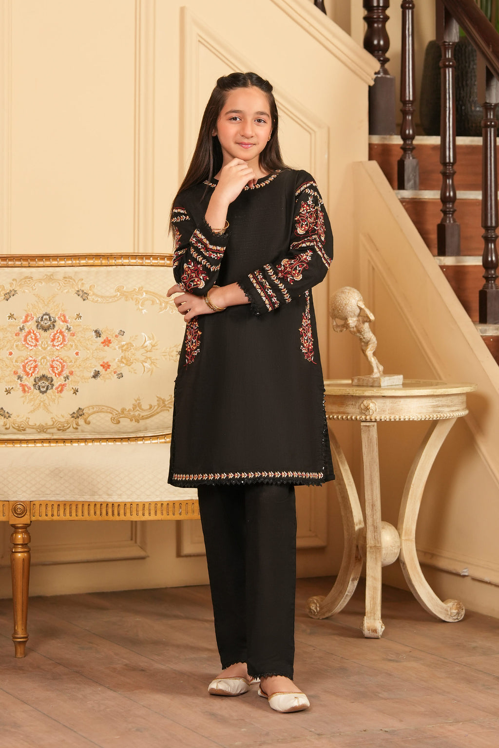 Afsana Embroidered Khaddar 2Pc – Black Rose 🌹 (RTW)