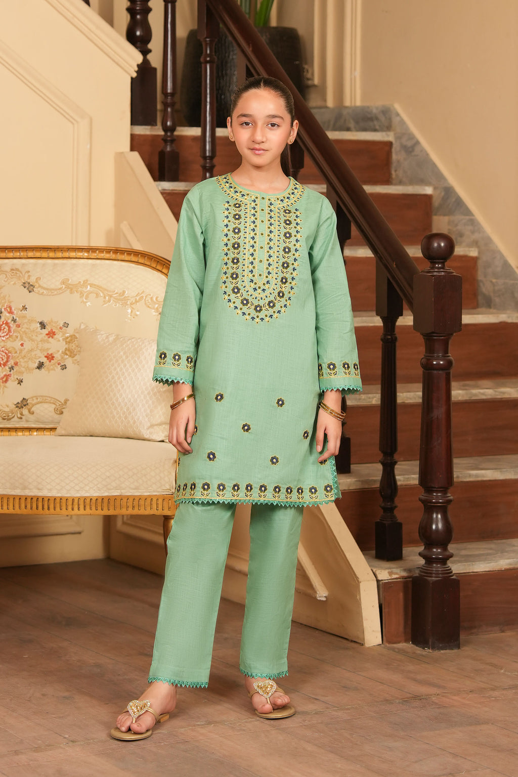 Haya Classic Embroidered Khaddar 2 Piece – Sage Dew (RTW) 🪷