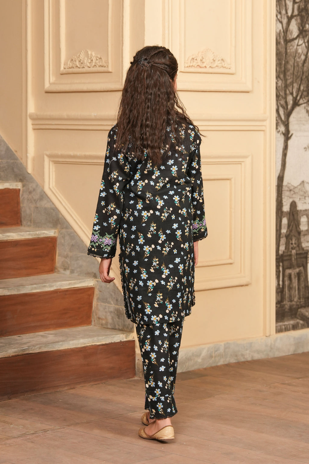 Midnight Petals Printed Khaddar 02 Piece – Black 🌙 (RTW)