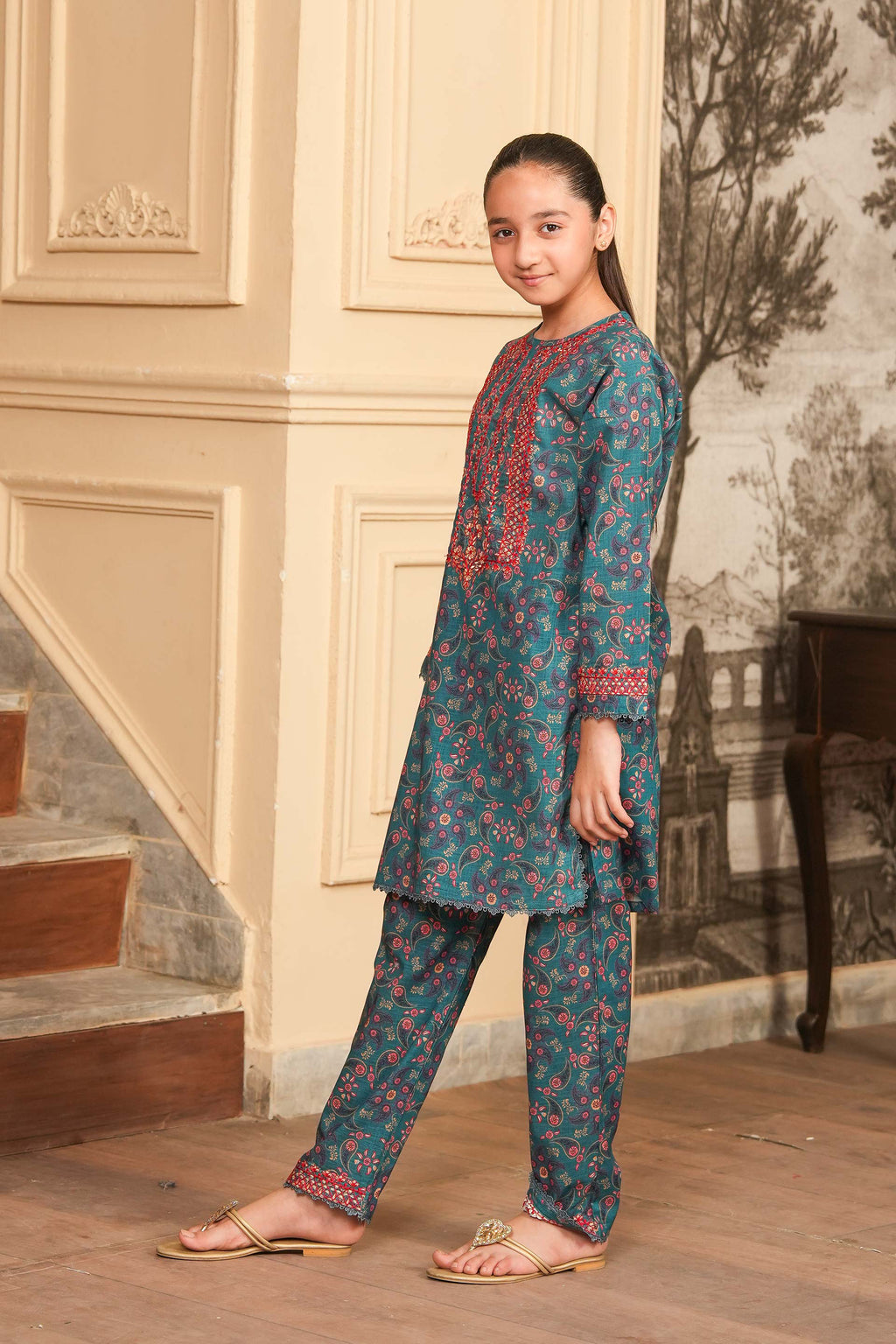 Cozy Haven Printed Khaddar 02 Piece – Mystic Teal 🌿 (RTW)