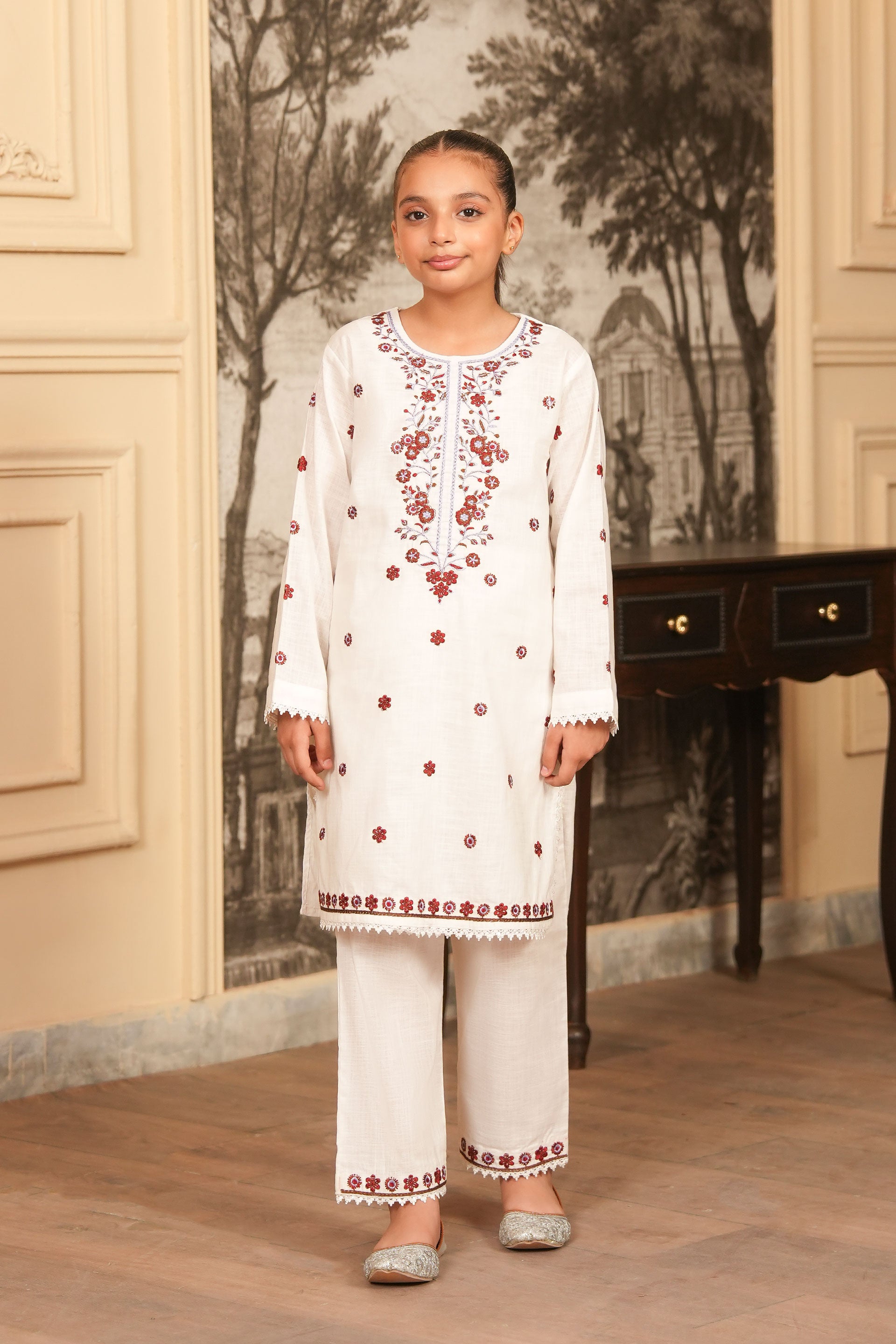 Gulnaar Embroidered Khaddar 2 Piece – Ivory Bloom (RTW) 🌸