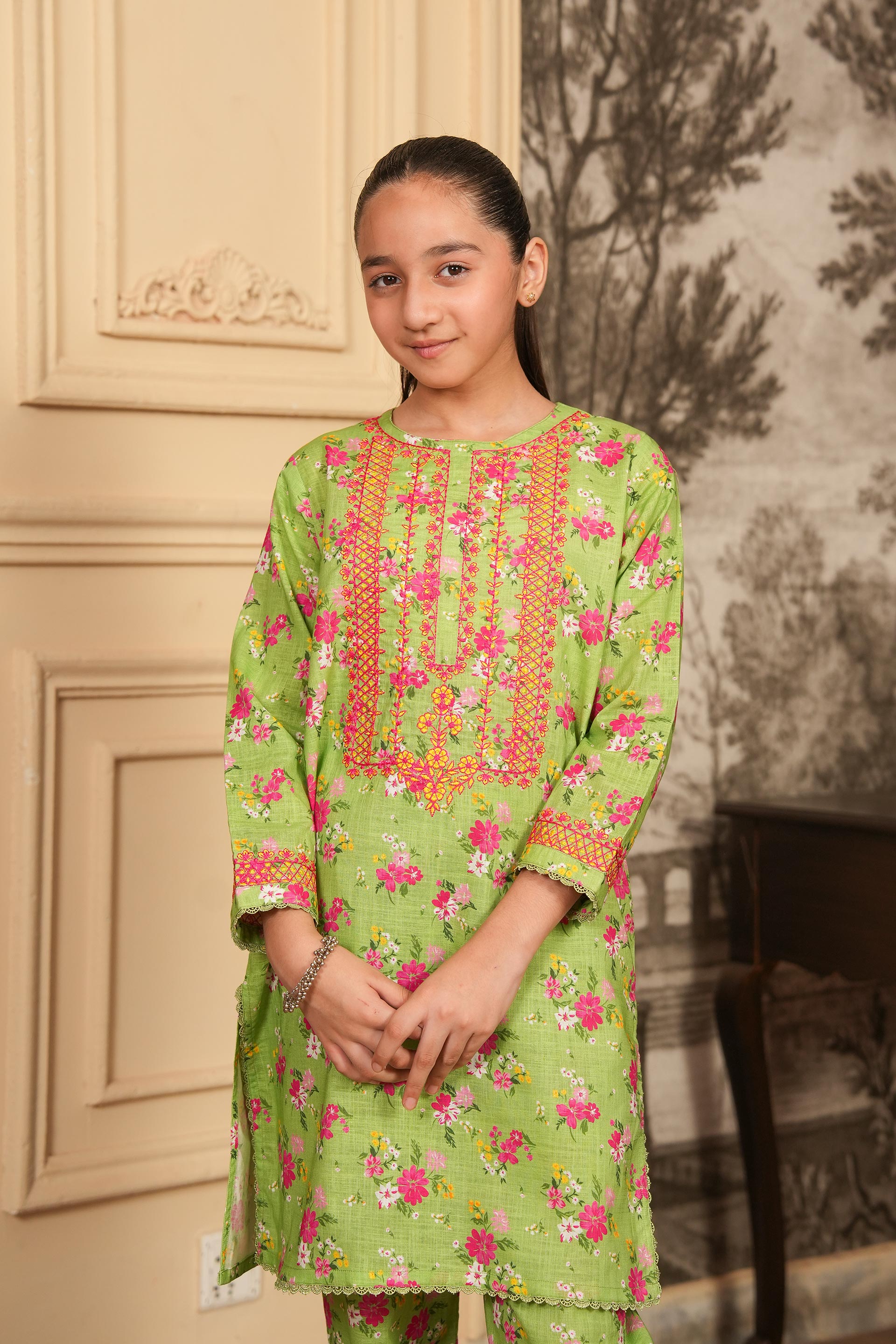 Little Shine 🌺 Printed Khaddar 02 Piece – Pea (RTW)