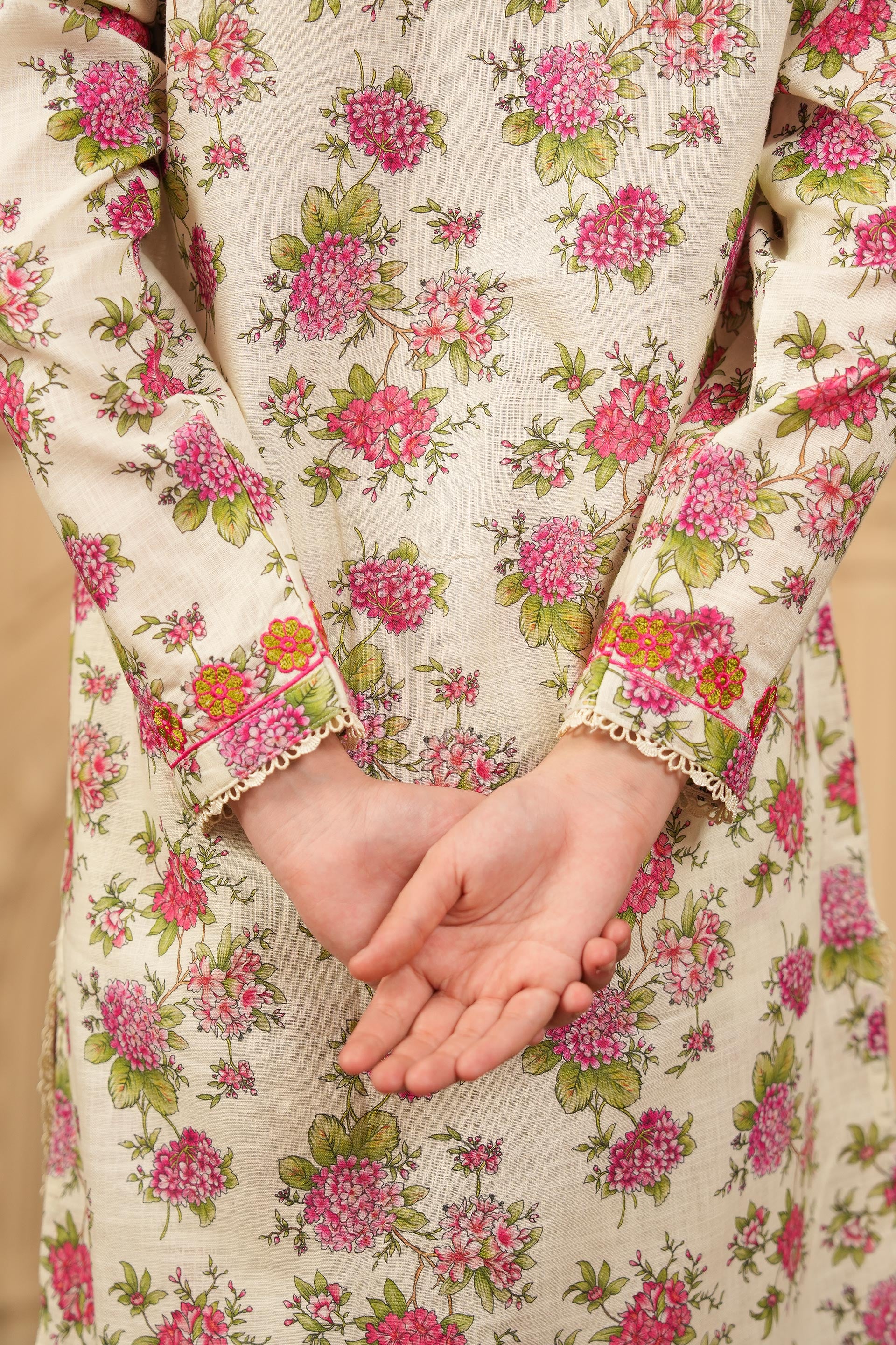 Blossom Veil Printed Khaddar 02 Piece – Cream (RTW) 🌼