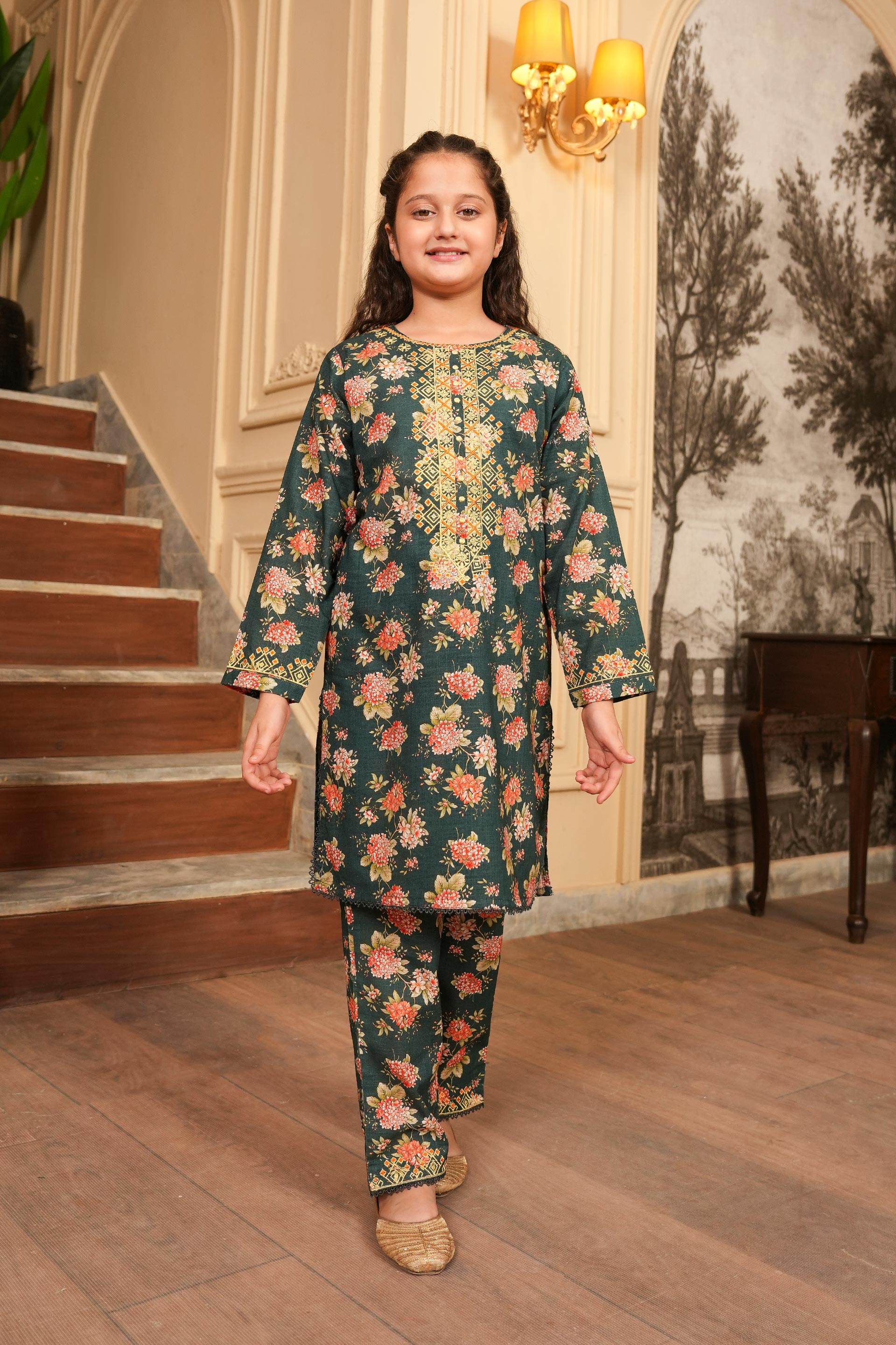 Verdant Charm  Printed Khaddar 02 Piece – Green (RTW) 🍀