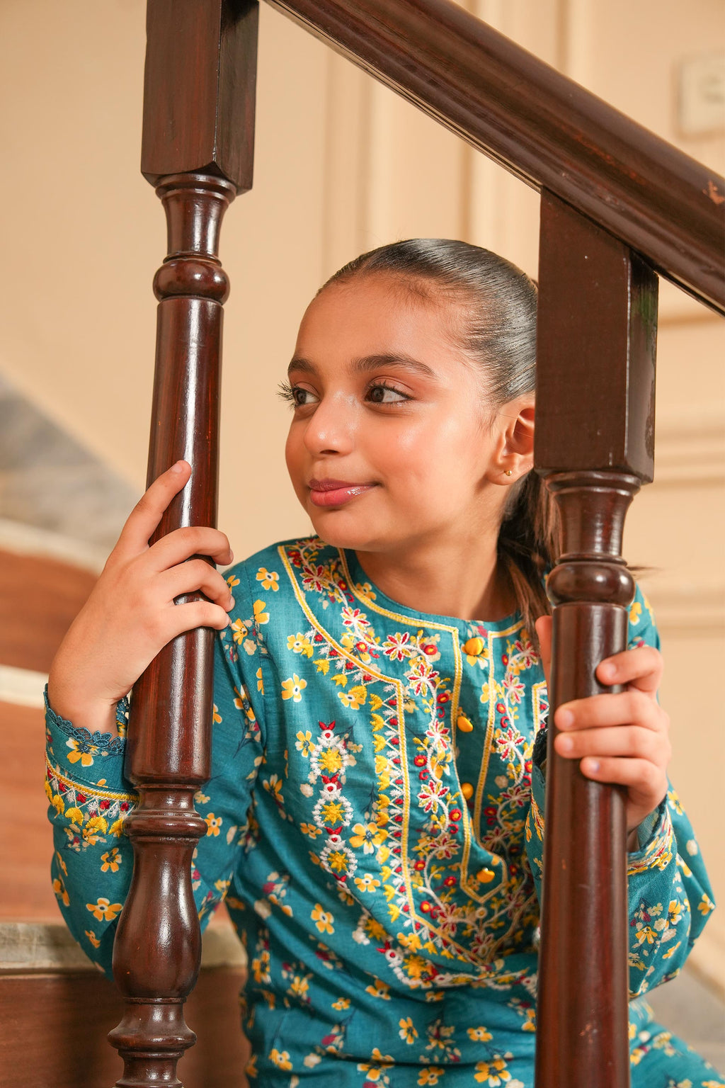 Gulbahar Printed Khaddar 2 Piece – Floral Teal Charm (RTW) 🌿