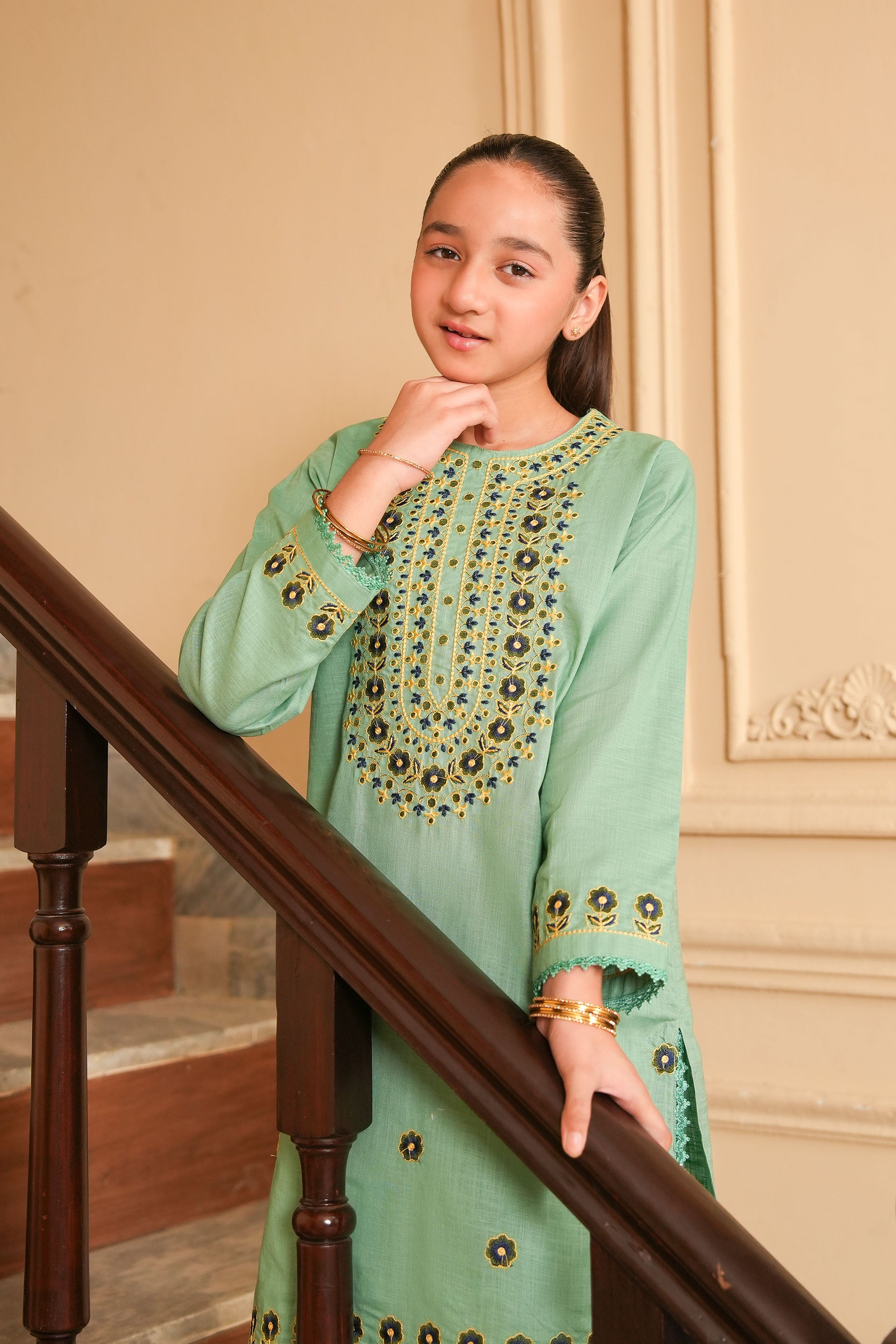 Haya Classic Embroidered Khaddar 2 Piece – Sage Dew (RTW) 🪷