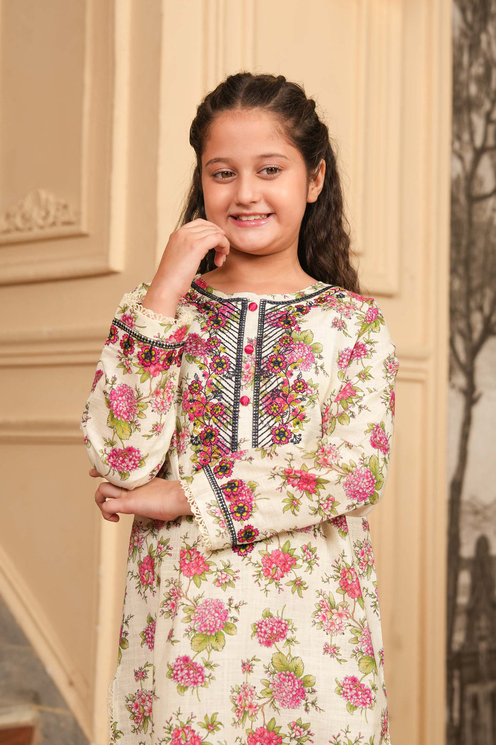 Rosy Frost Printed Khaddar 02 Piece – Ivory Blush 🌬️🌹 (RTW)