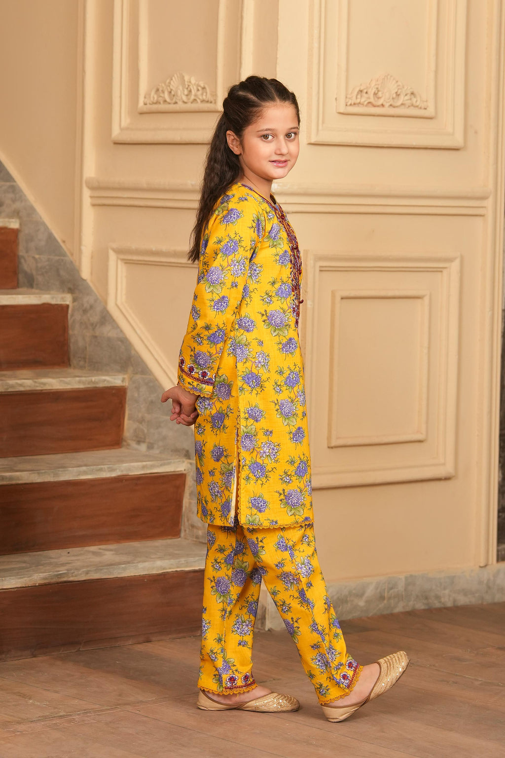 Marigold Printed Embroidered Khaddar 02 Piece – Yellow 🌼 (RTW)